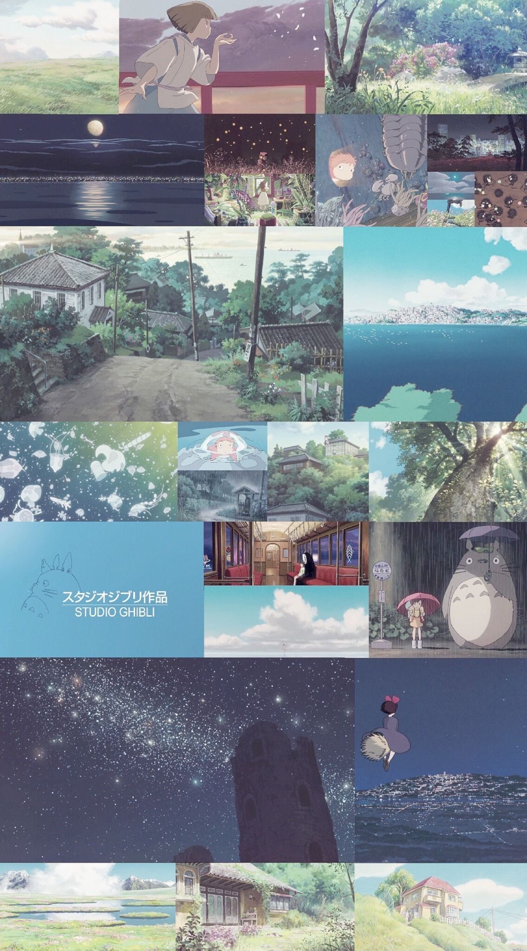 Collage scene Studio Ghibli, 1065x1920 Full HD Verticale, iPhone Pro Max
