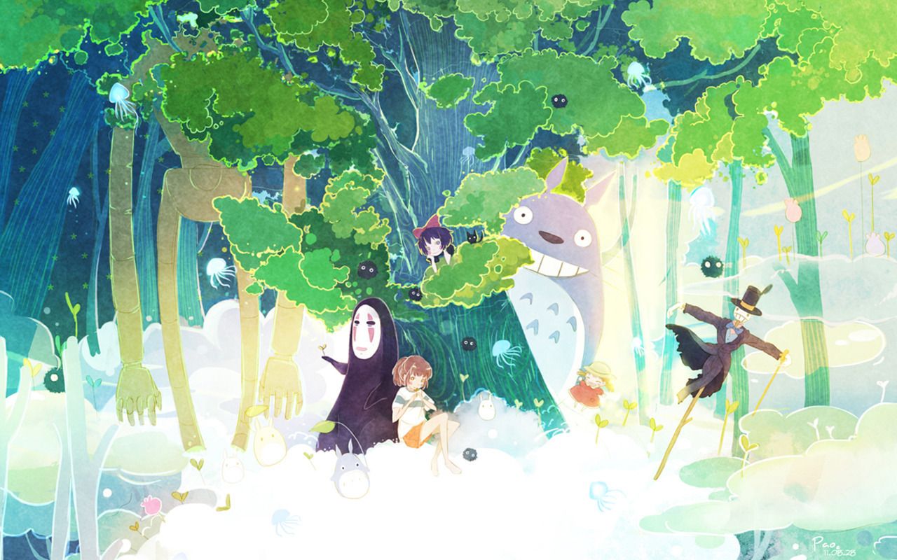 Personaggi Studio Ghibli nella foresta, 1280x800 720p, Lenovo Legion