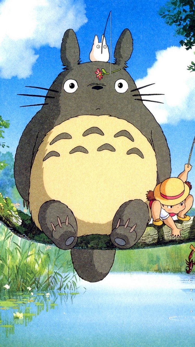 Totoro su ramo, lago, 750x1334 Full HD Verticale, iPhone