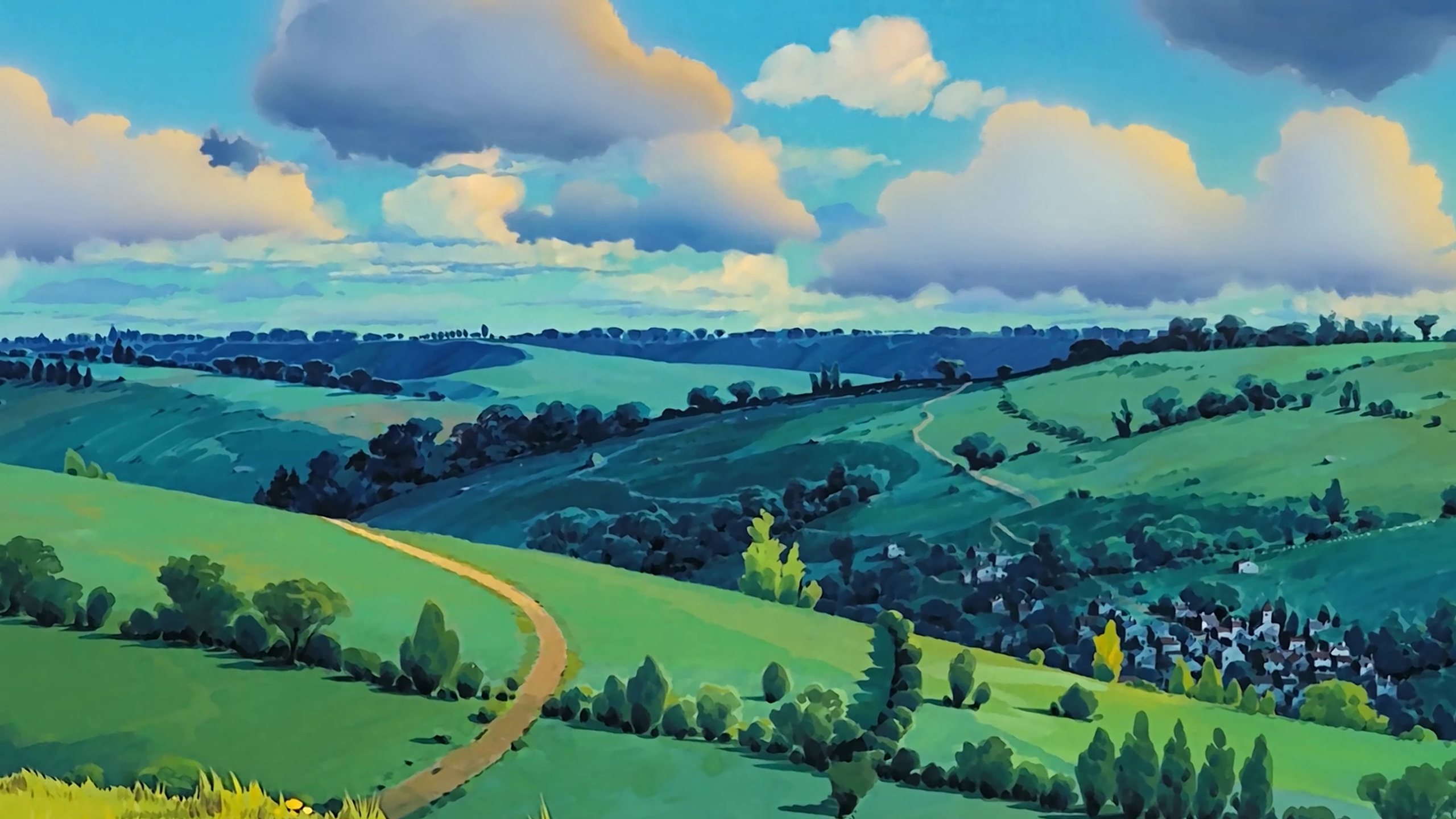 Colline verdi paesaggio Ghibli, 2560x1440 1440p, Desktop