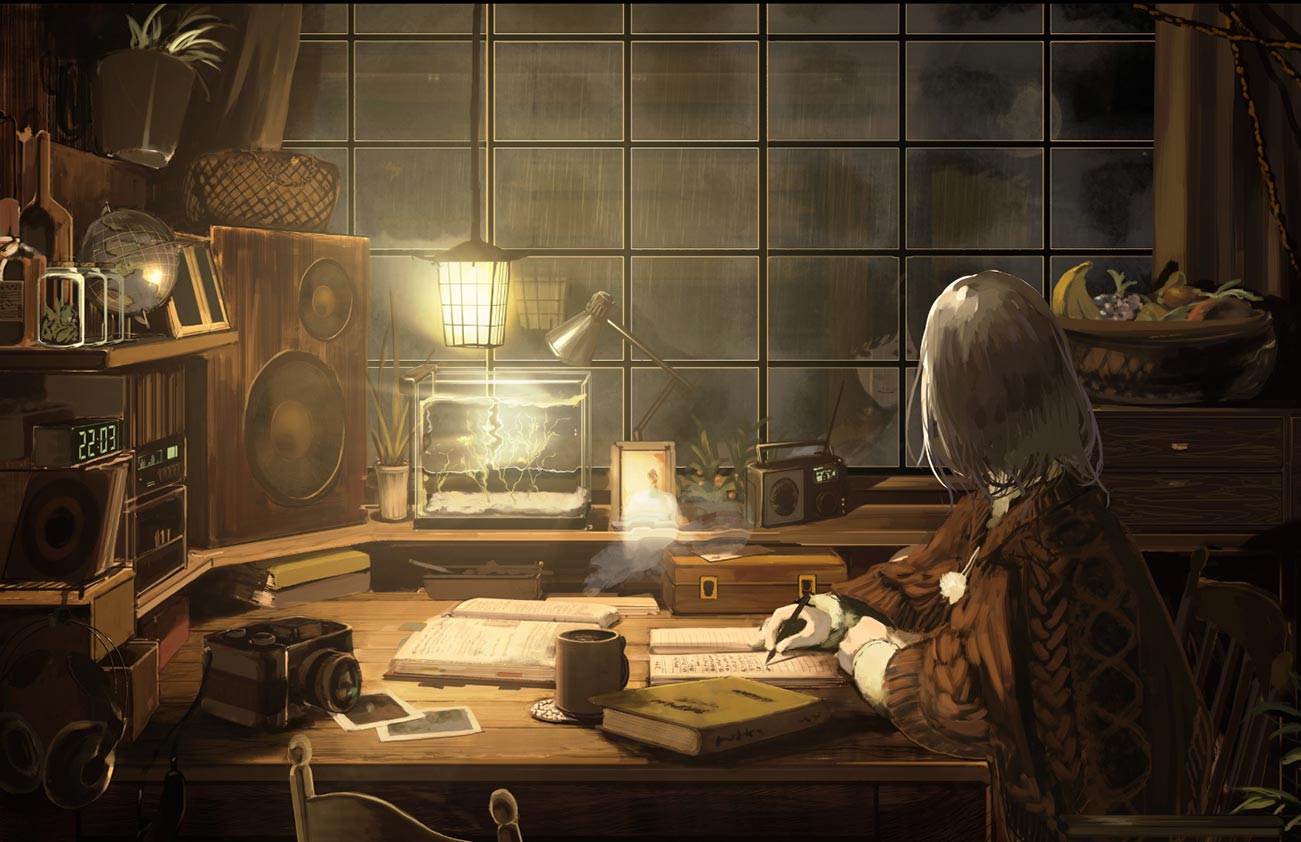 Studio con lampada, giorno piovoso, 1301x842 720p, Laptop