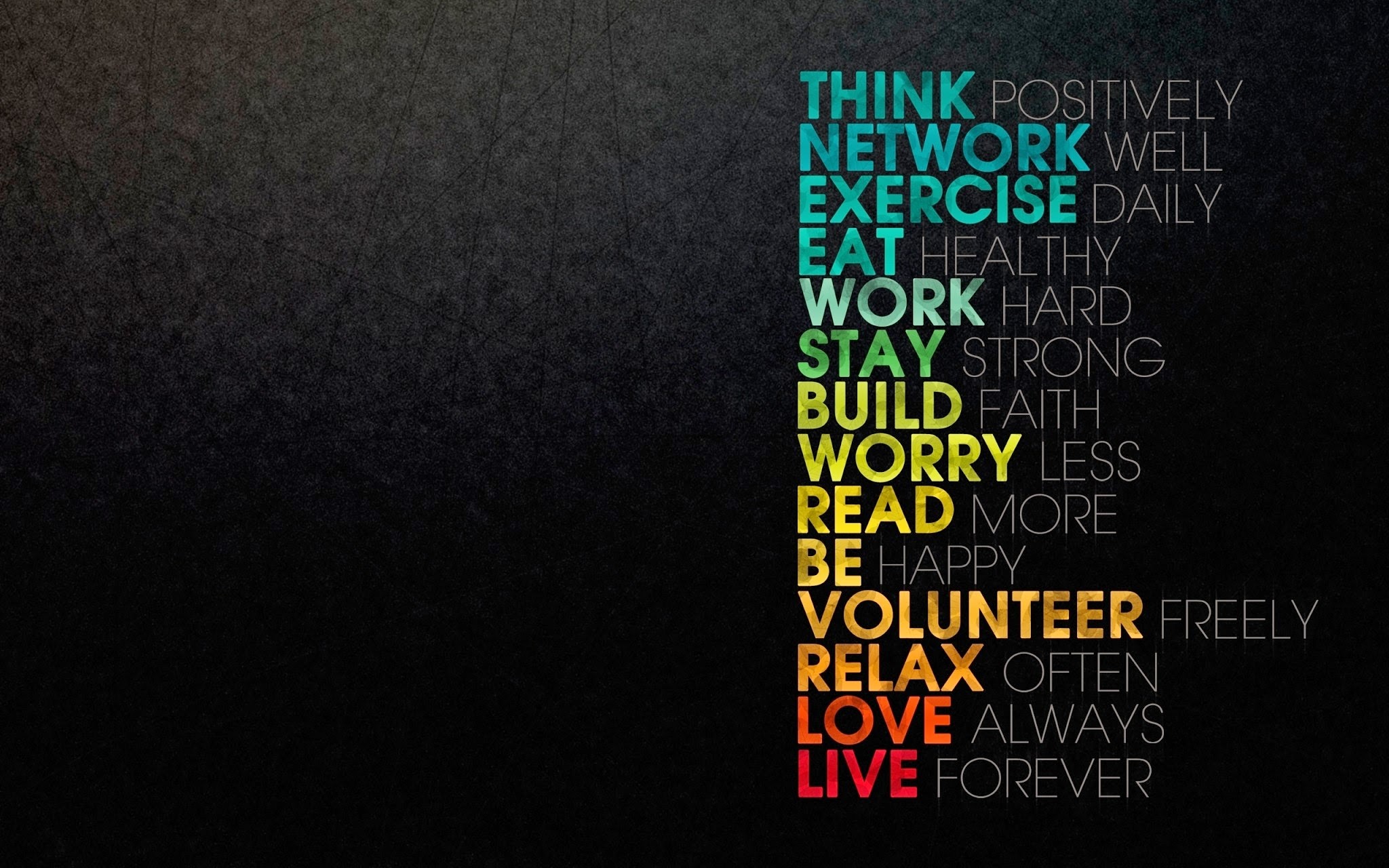 Parole motivazionali colorate sfondo scuro, 2048x1280 2K, iMac