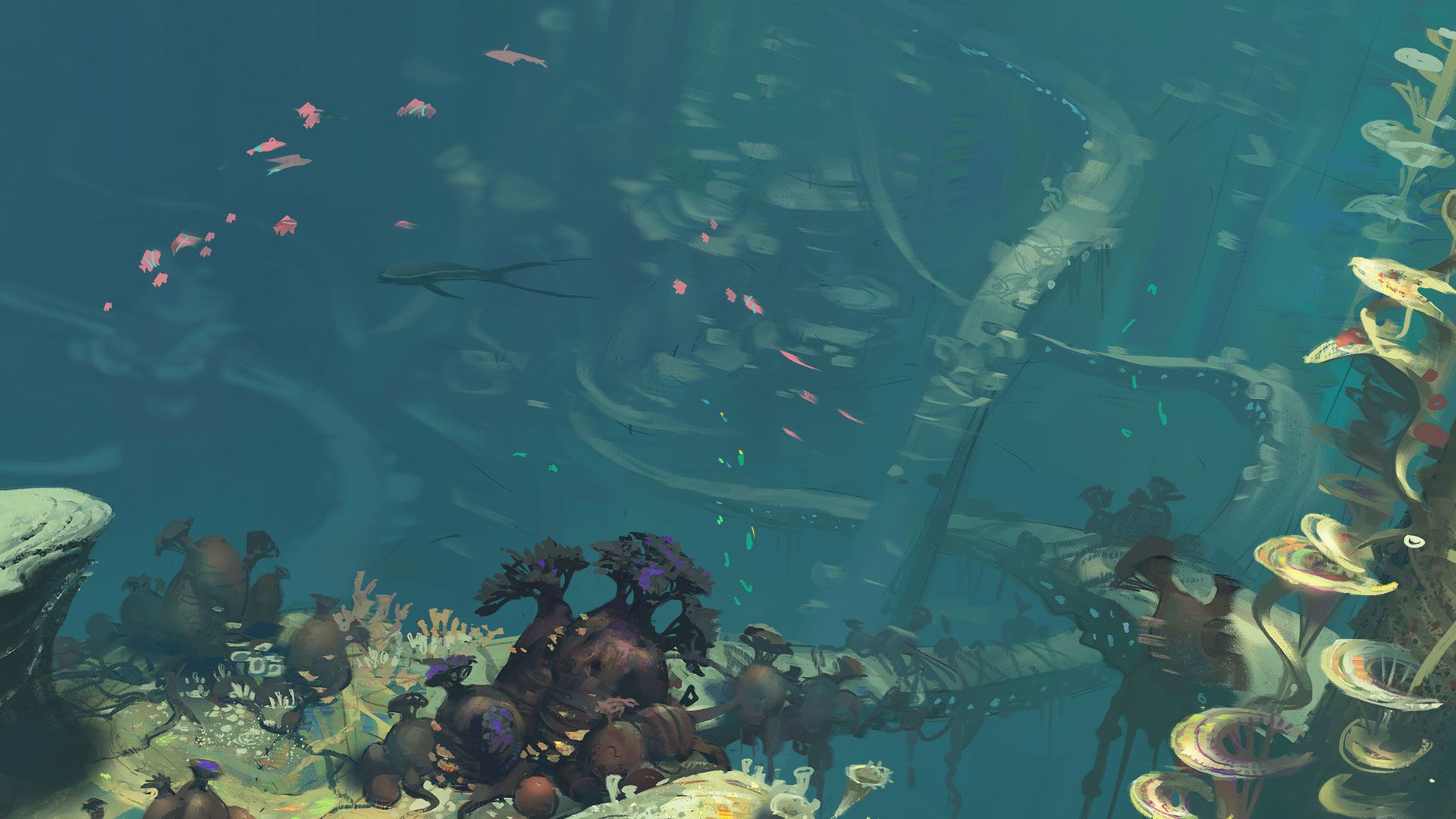 Subnautica fondale marino relitto, 1920x1080 Full HD 1080p, PC