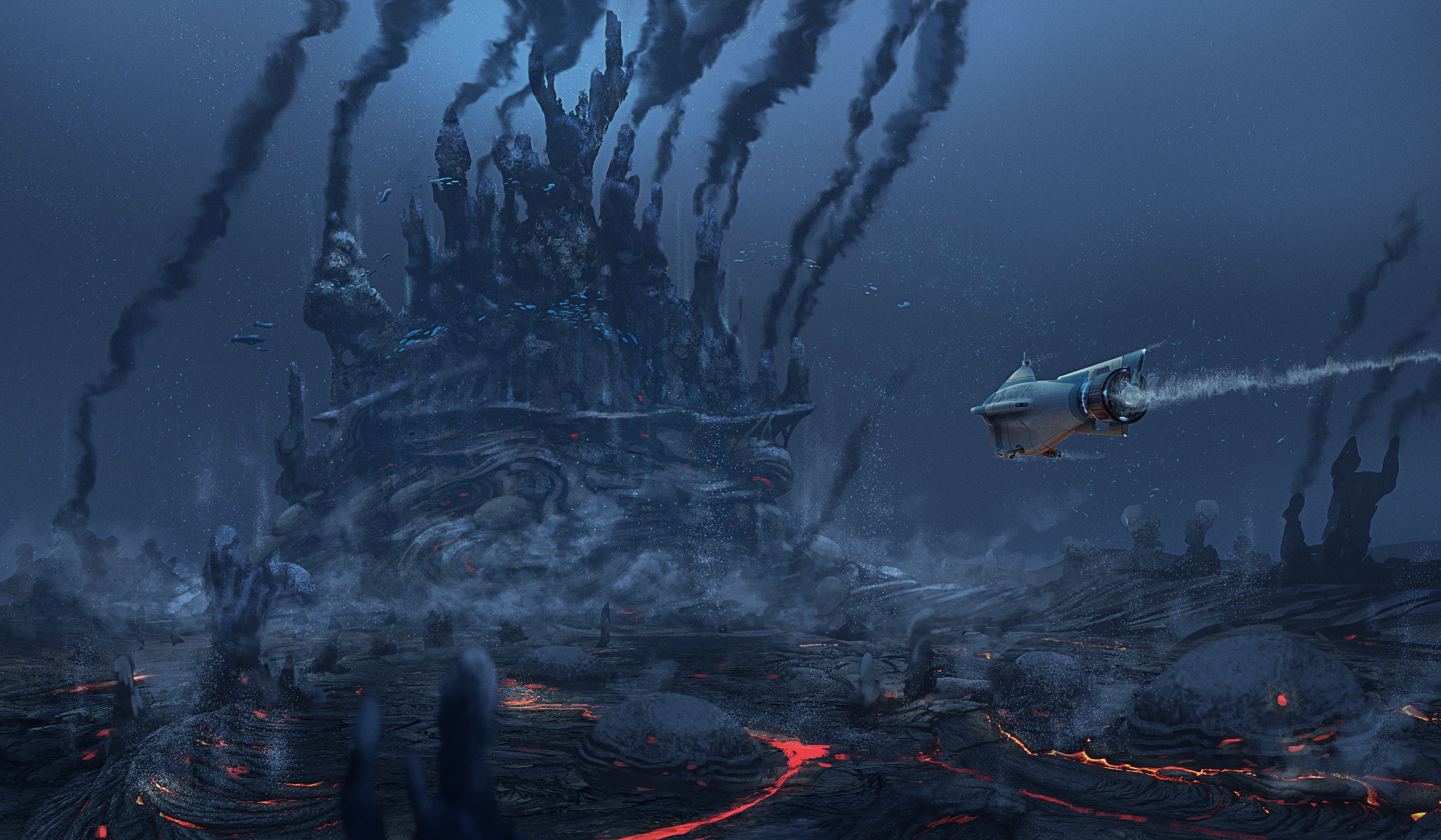 Subnautica creatura gigante oceano, 4200x2450 UHD, PC 4K