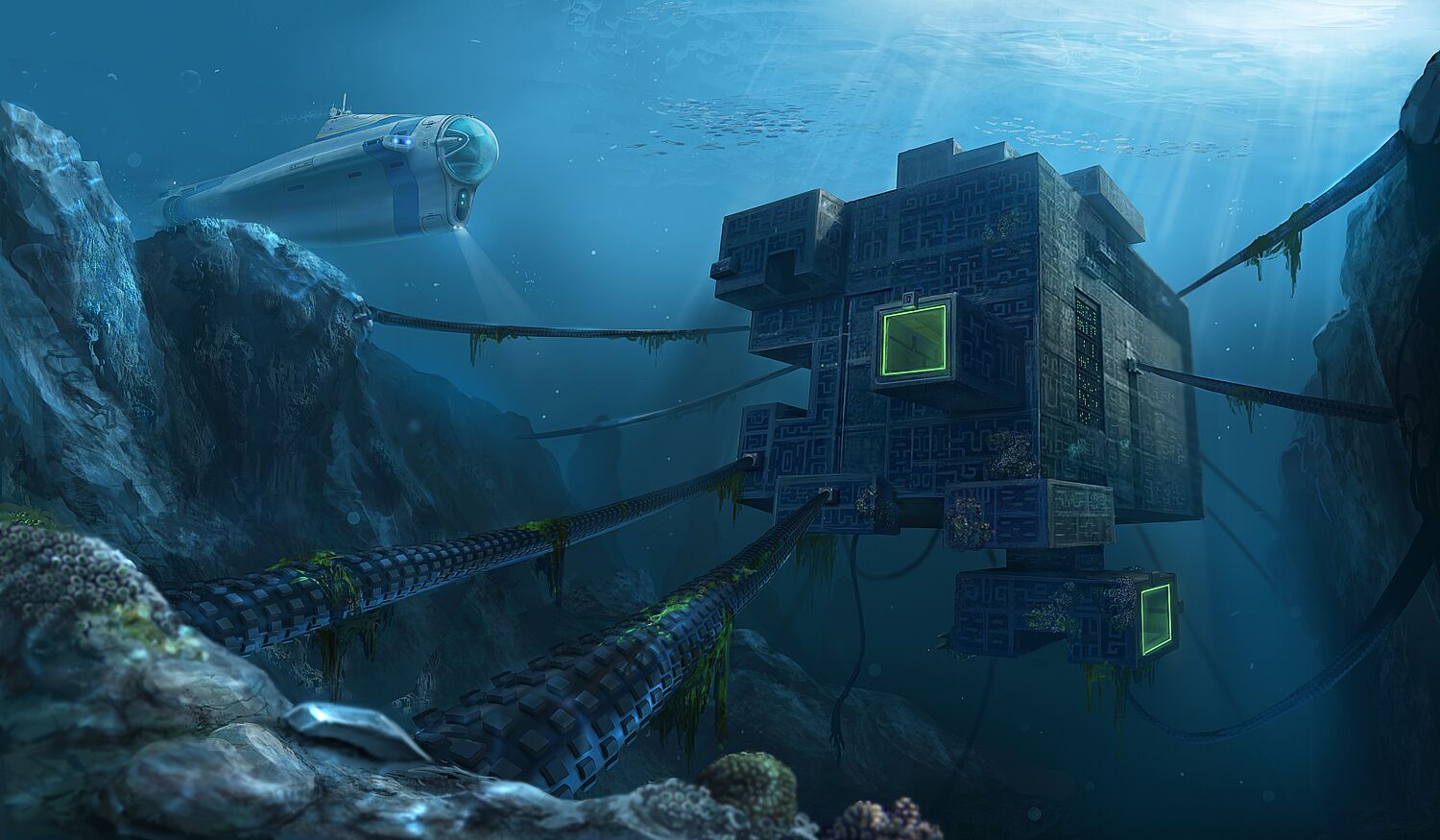 Base sottomarina Subnautica oceano, 1500x875 HD, Desktop