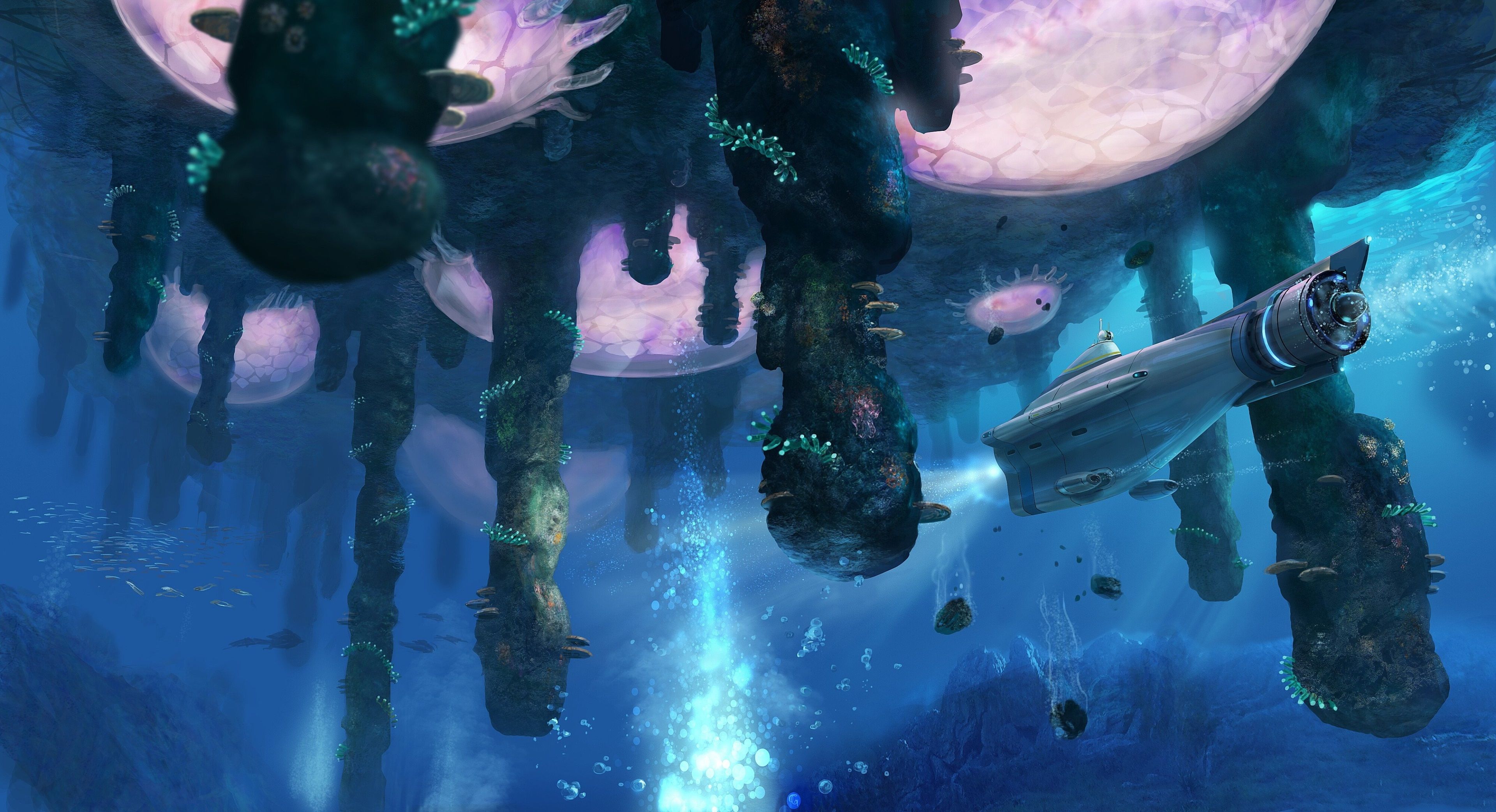 Subnautica sottomarino isole fluttuanti, 3840x2085 Ultra HD, 4K TV