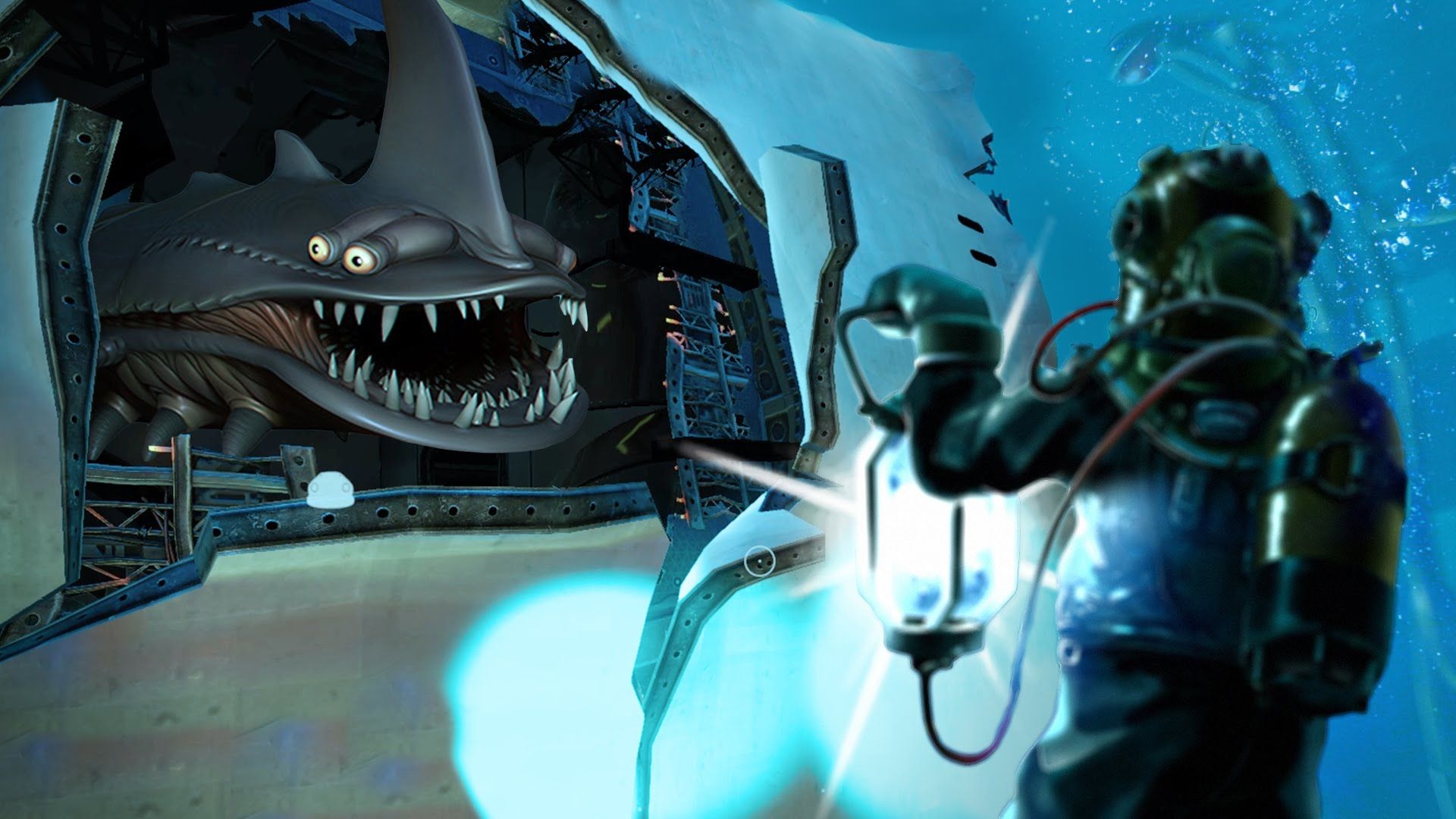 Subnautica sommozzatore e leviatano, 1920x1080 Full HD, Desktop