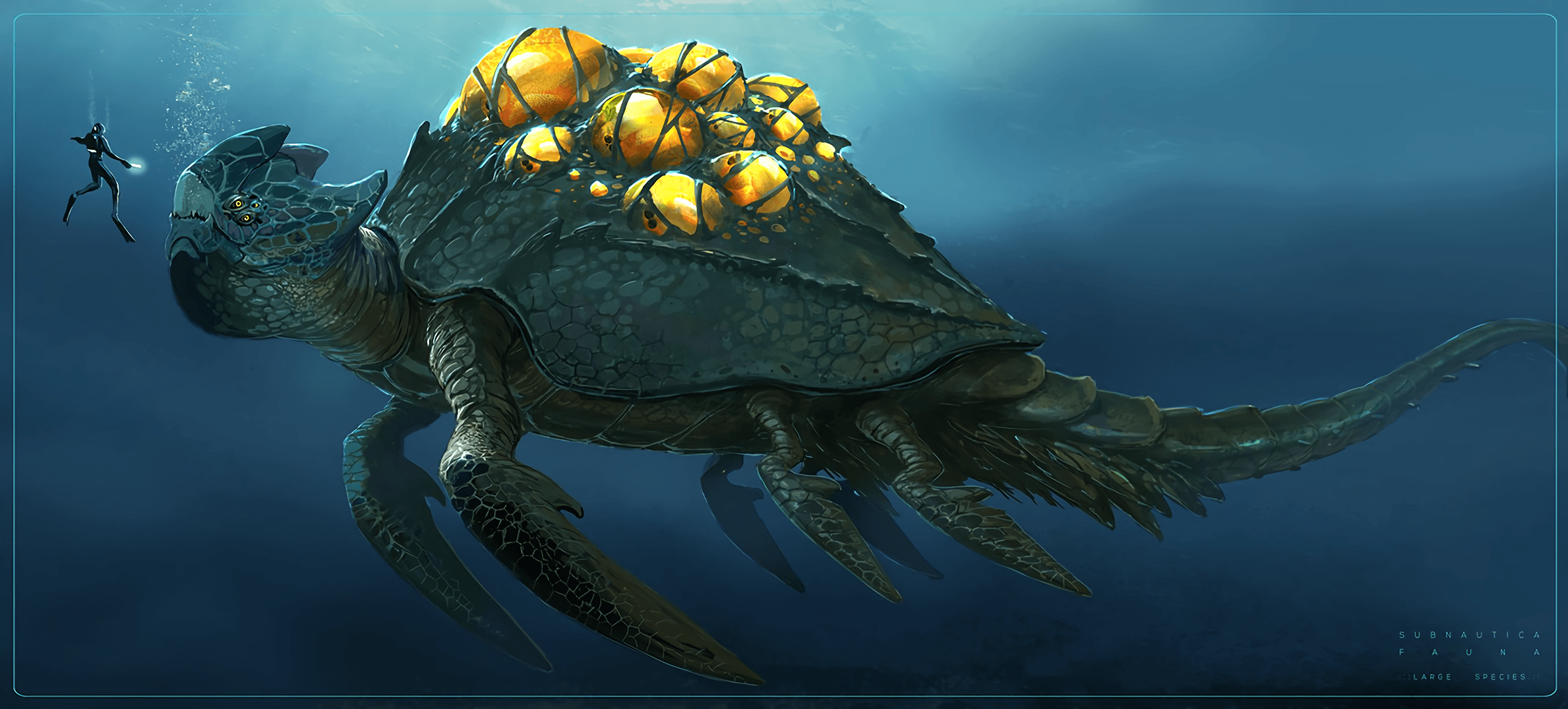 Sottomarino e creatura marina Subnautica, sopravvivenza sottomarina, 1920x1080 Full HD, PC