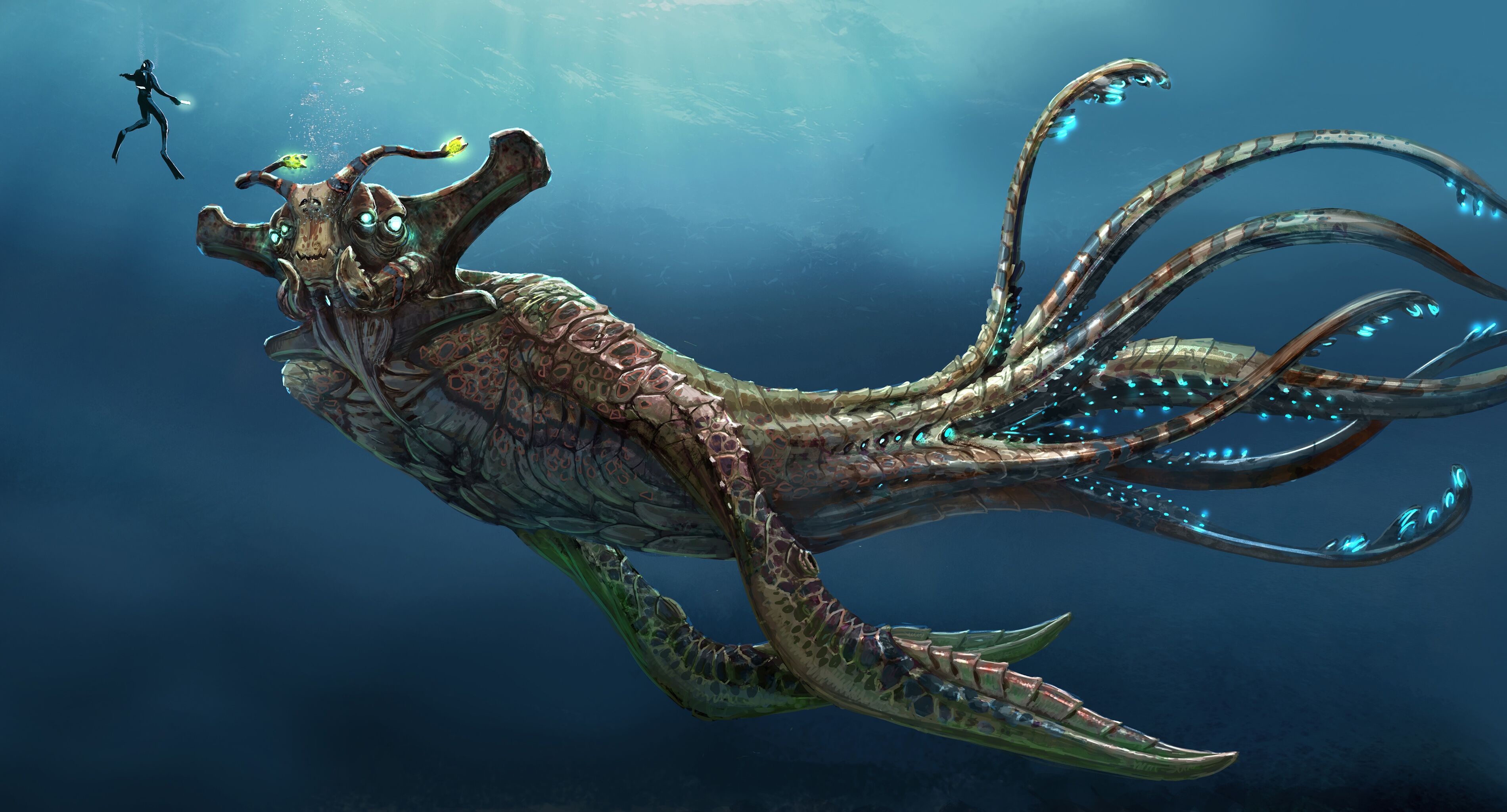 Stalker creatura Subnautica oceano, 3800x2049 2K, Monitor Gaming