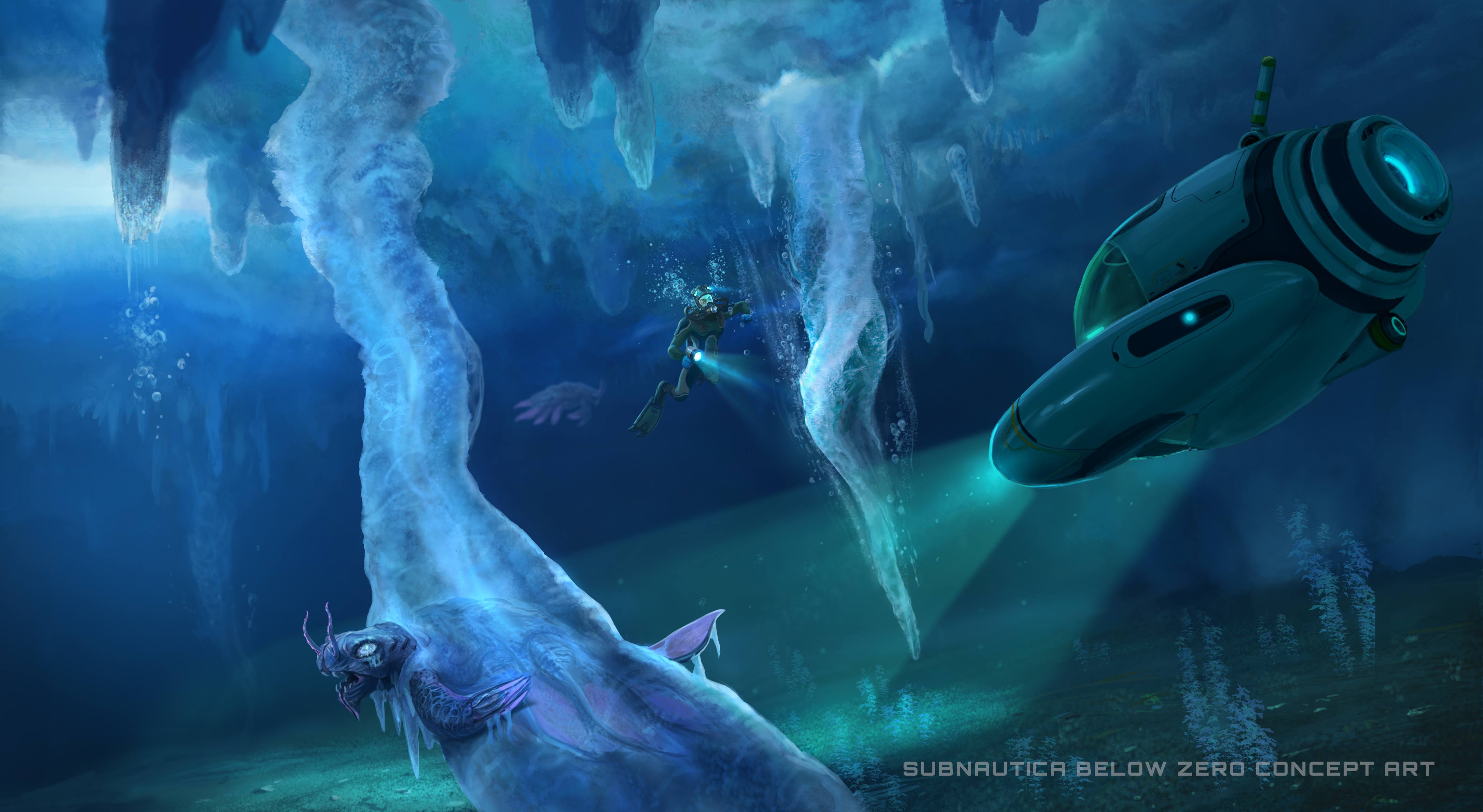 Subnautica Below Zero sommergibile ghiaccio, 4552x2493 Ultra HD, Monitor 4K
