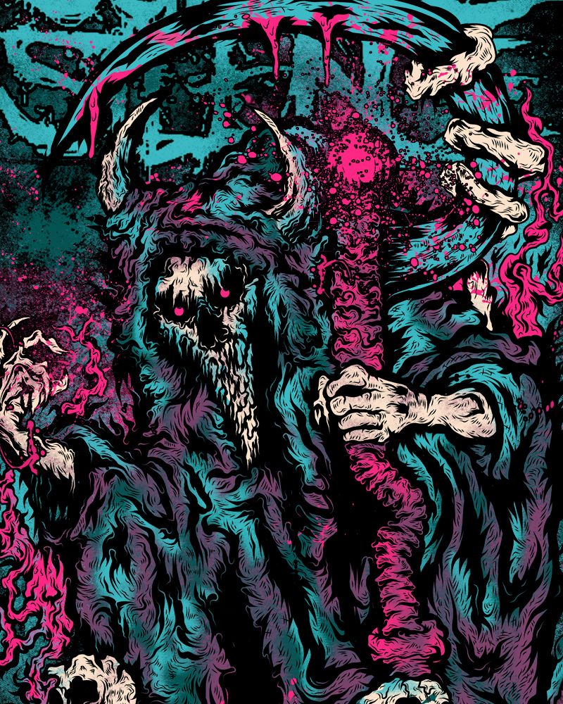 Creatura demoniaca con corna, arte horror, 800x1000 Verticale, Mobile
