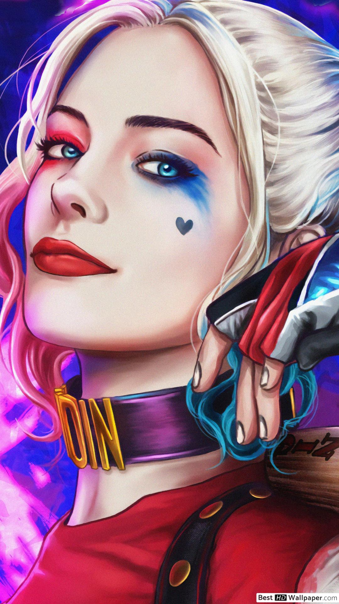 Harley Quinn fanart ritratto, 1080x1920 Full HD Verticale, iPhone