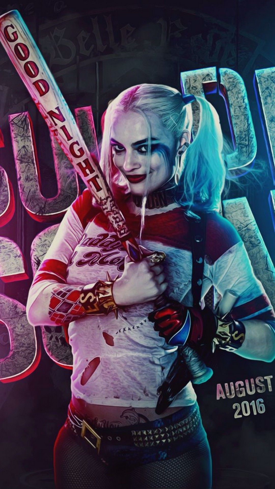 Harley Quinn con mazza da baseball, 1080x1920 Verticale, iPhone