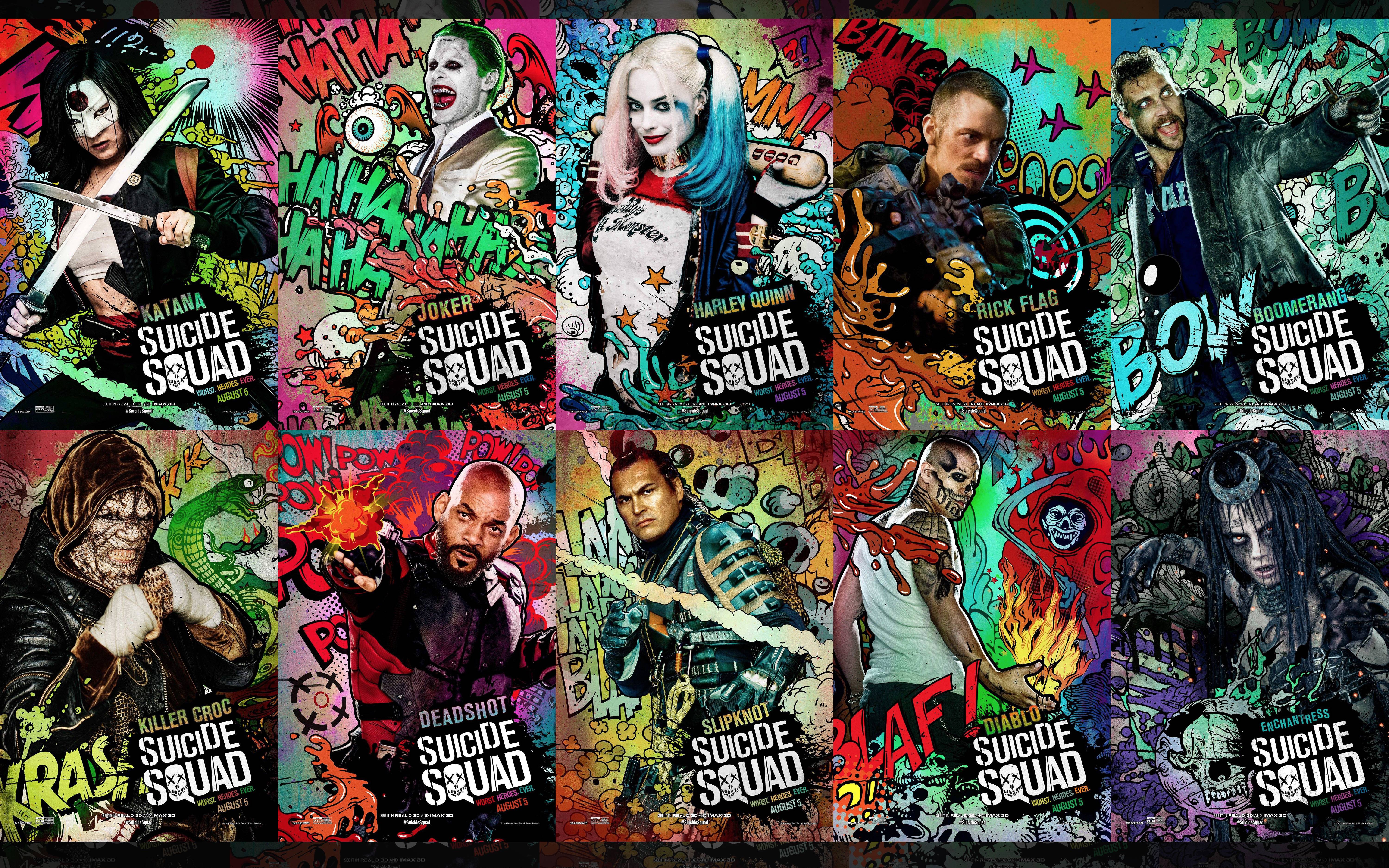 Suicide Squad poster collage, 6000x3750 Ultra HD, Monitor 4K