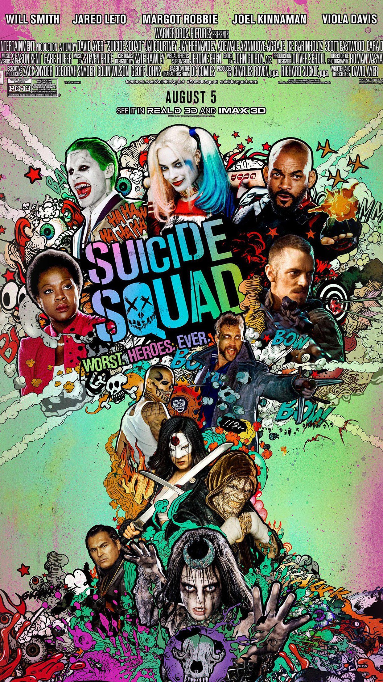 Poster film Suicide Squad, 1242x2208 Verticale, Telefono