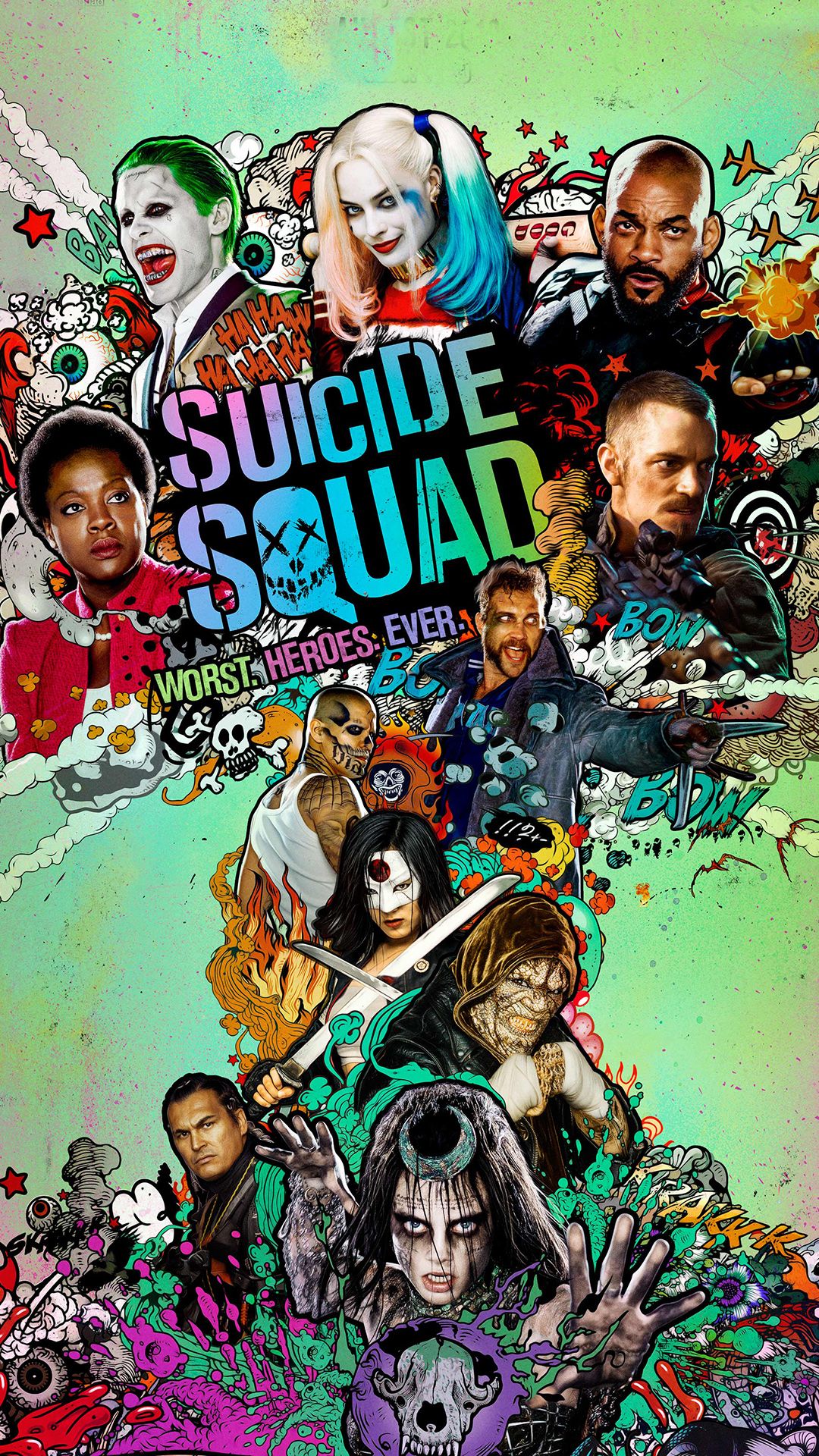 Poster Suicide Squad personaggi, 1080x1920 Full HD Verticale, iPhone