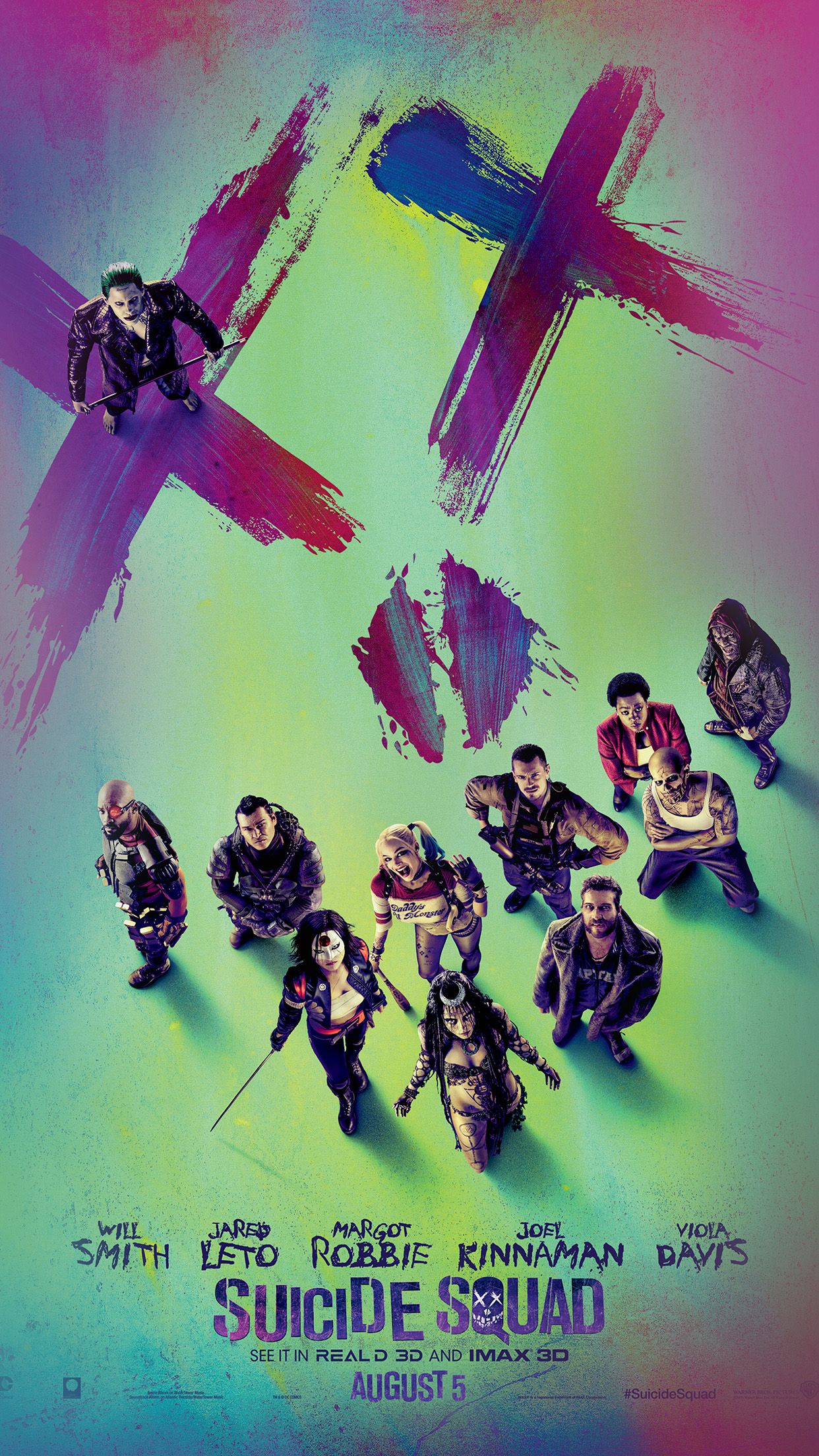 Poster Suicide Squad personaggi, 1242x2208 Full HD Verticale, Smartphone