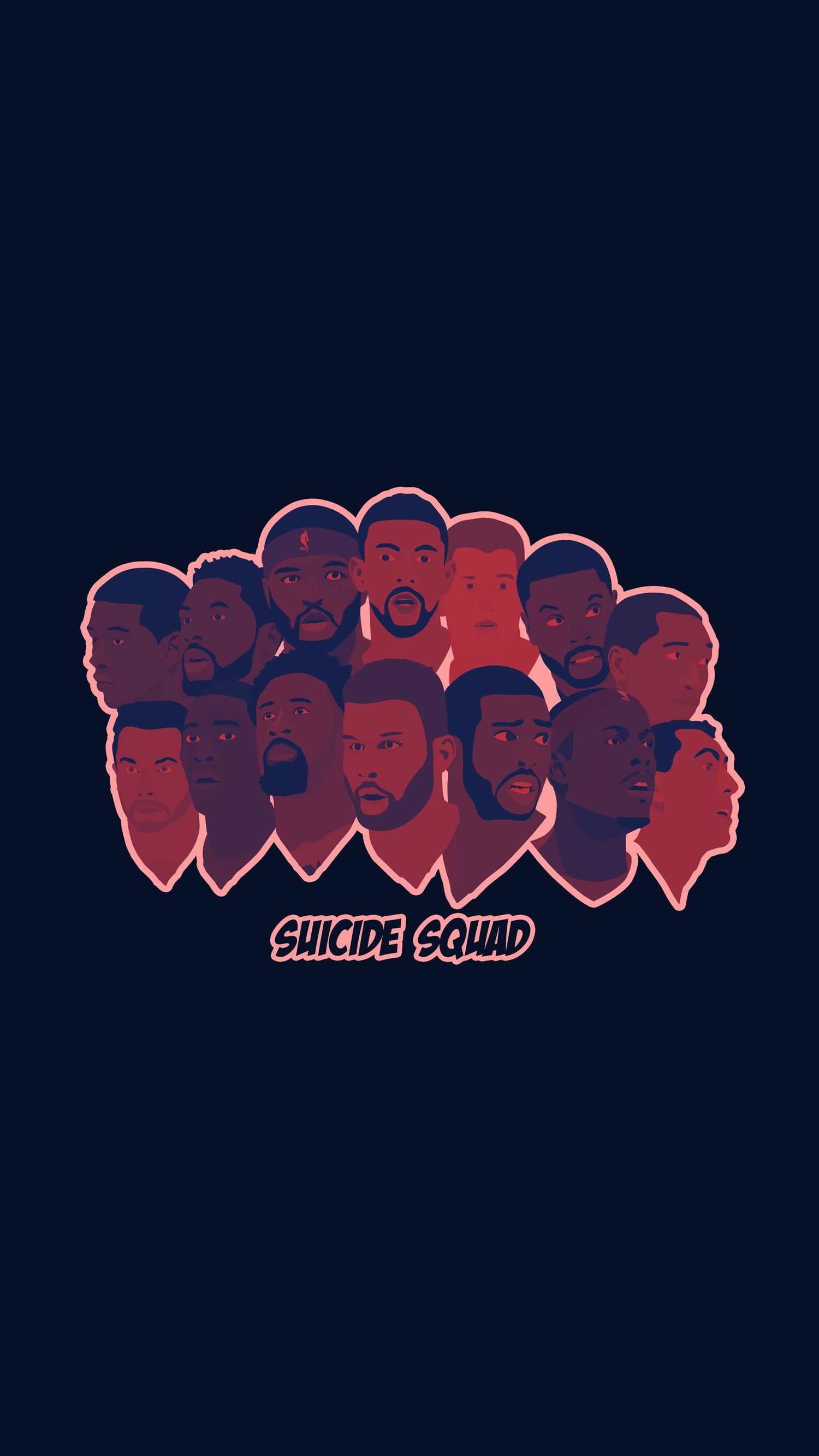 Suicide Squad personaggi silhouette, 1500x2668 Verticale, Telefono