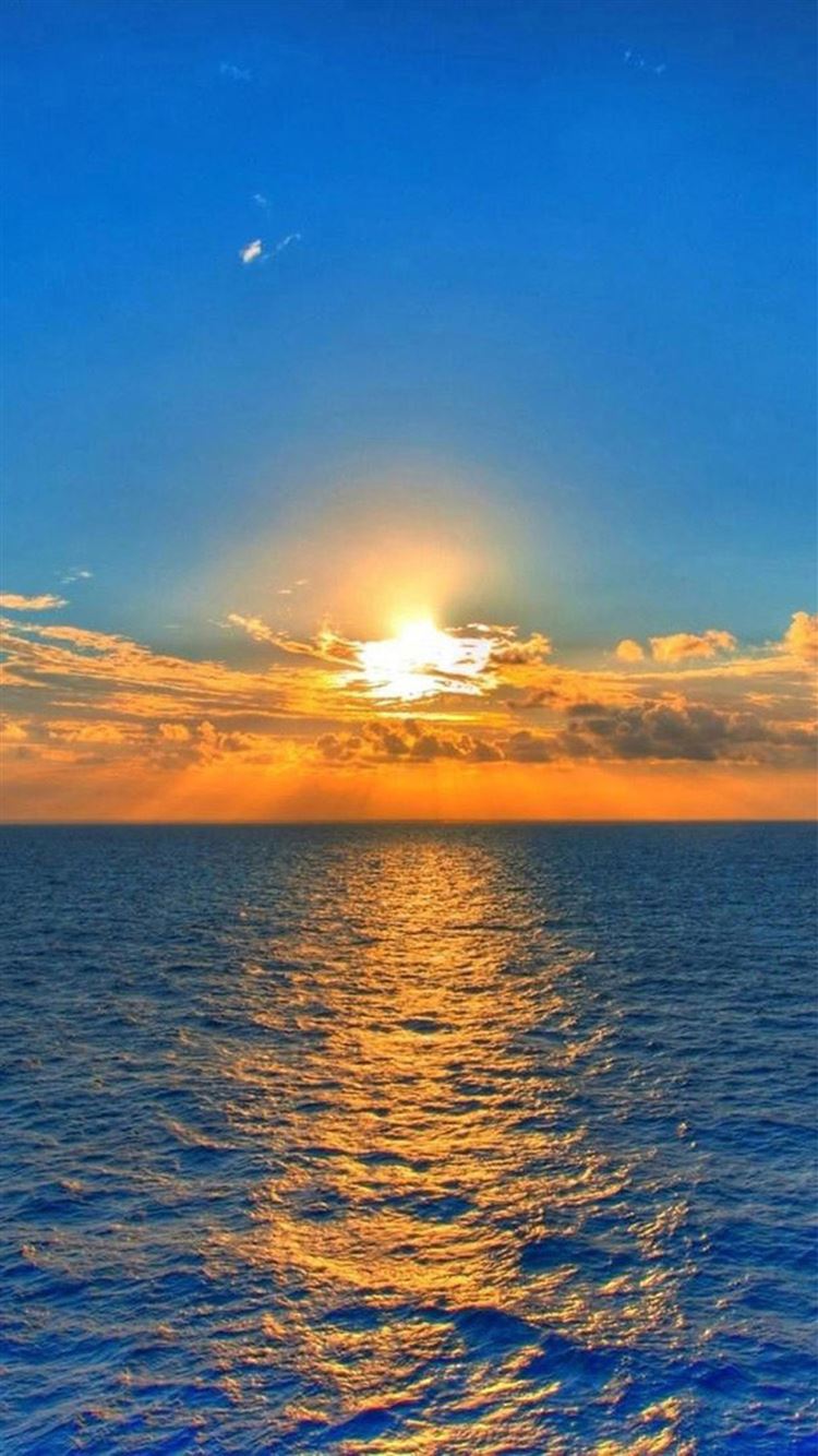 Alba sul mare, sole arancione, 750x1334 Verticale, iPhone
