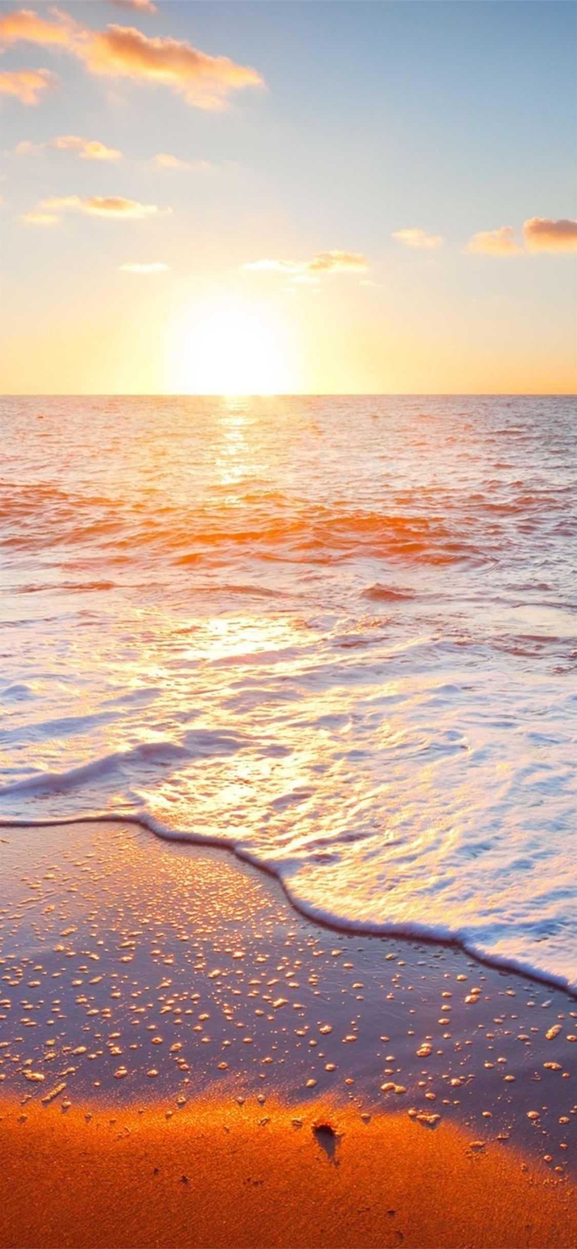 Alba sulla spiaggia con onde, 1125x2436 Verticale, Mobile