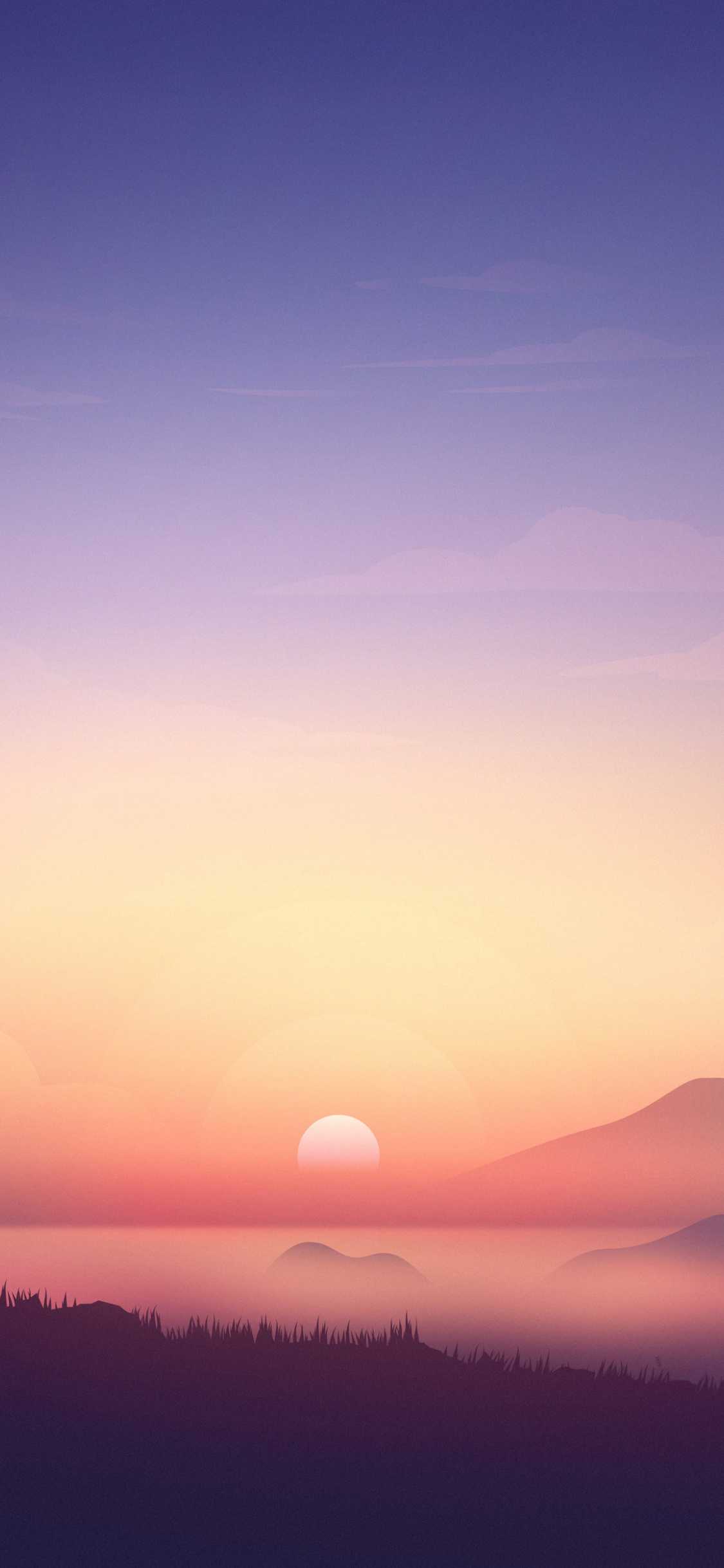 Alba nebbiosa su montagne, 1125x2436 Verticale, Mobile