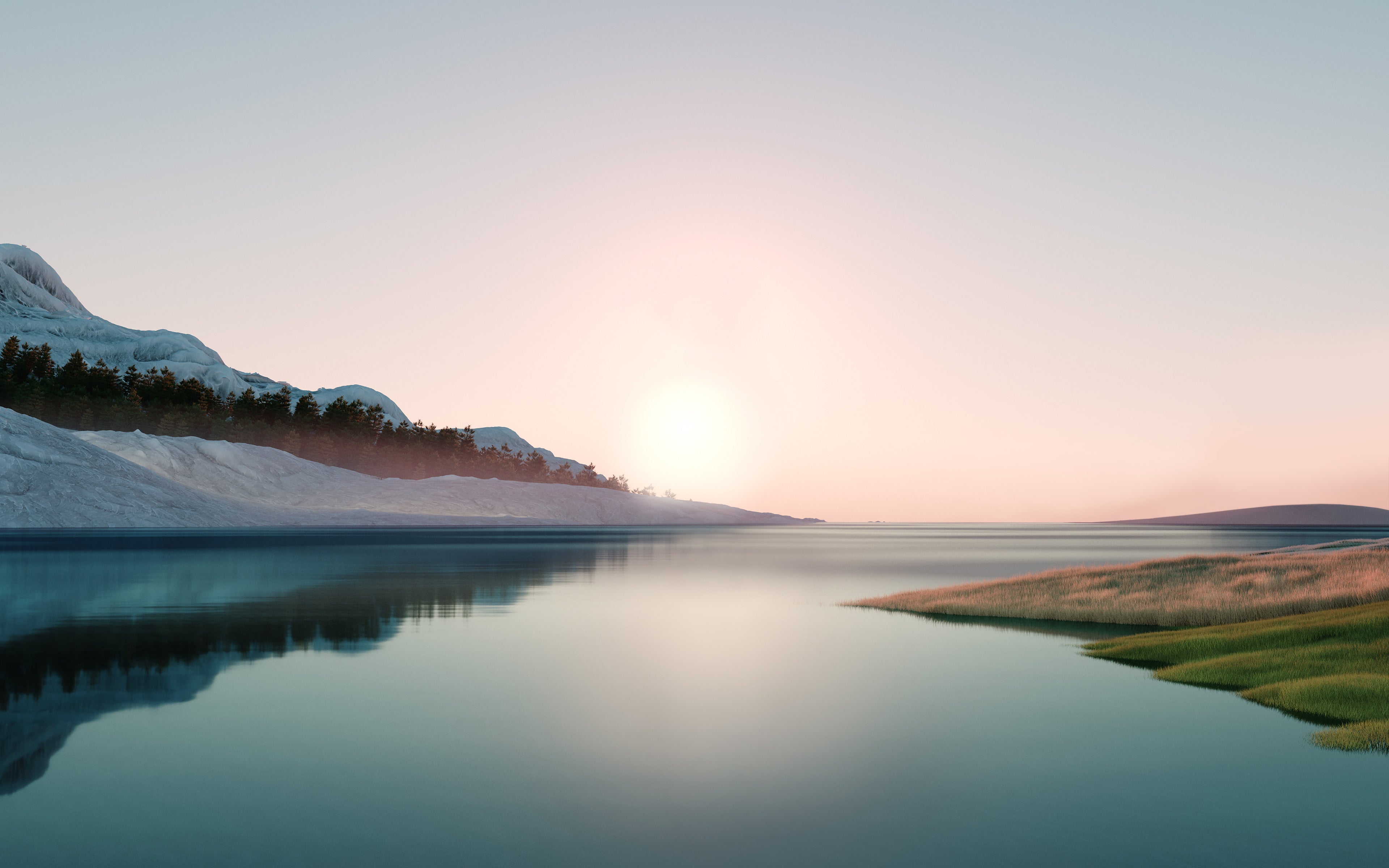 Alba su lago montano, 3840x2400 Ultra HD, 4K TV