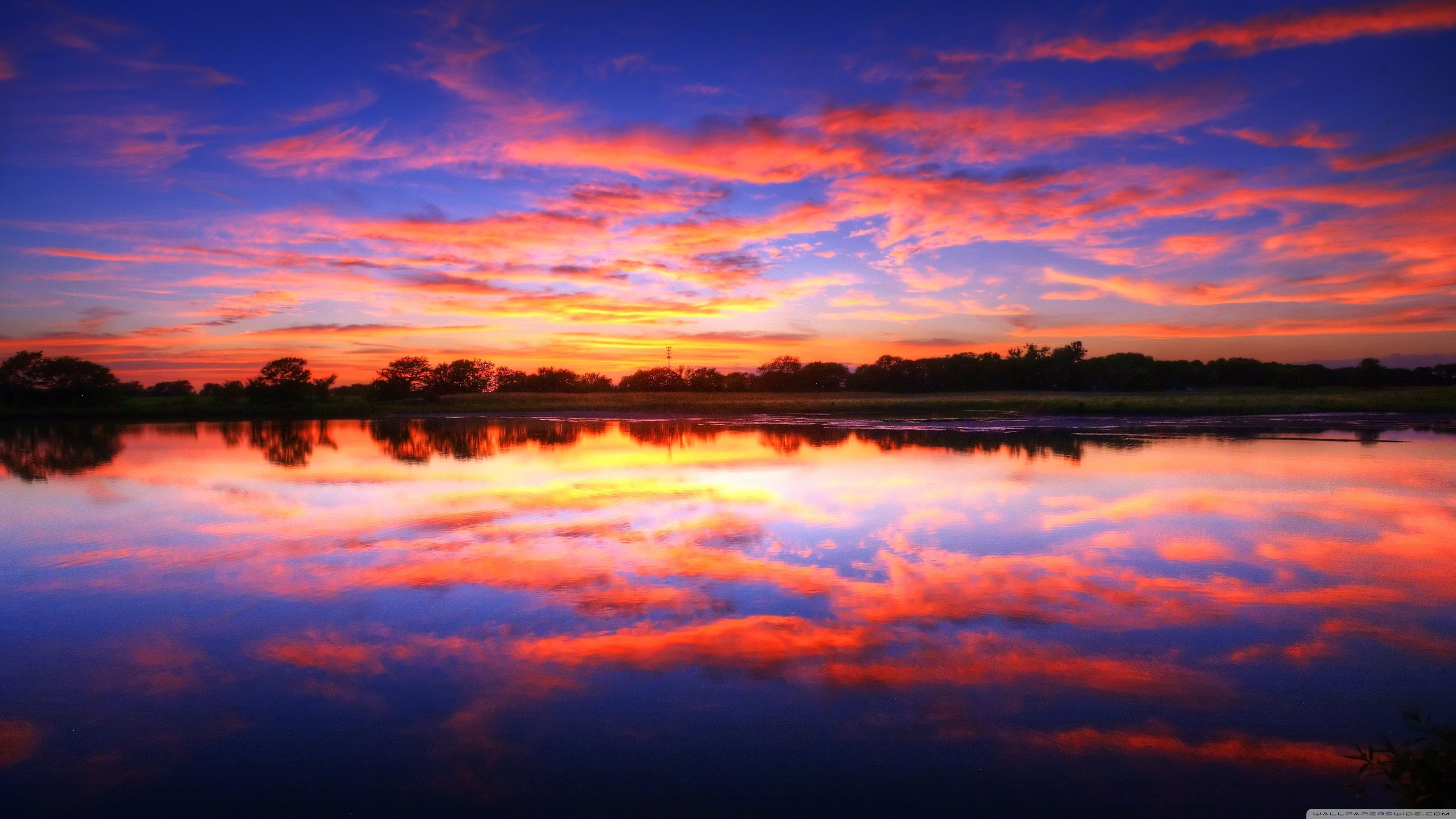 Tramonto colorato su lago, 3840x2160 4K Ultra HD, Monitor 4K