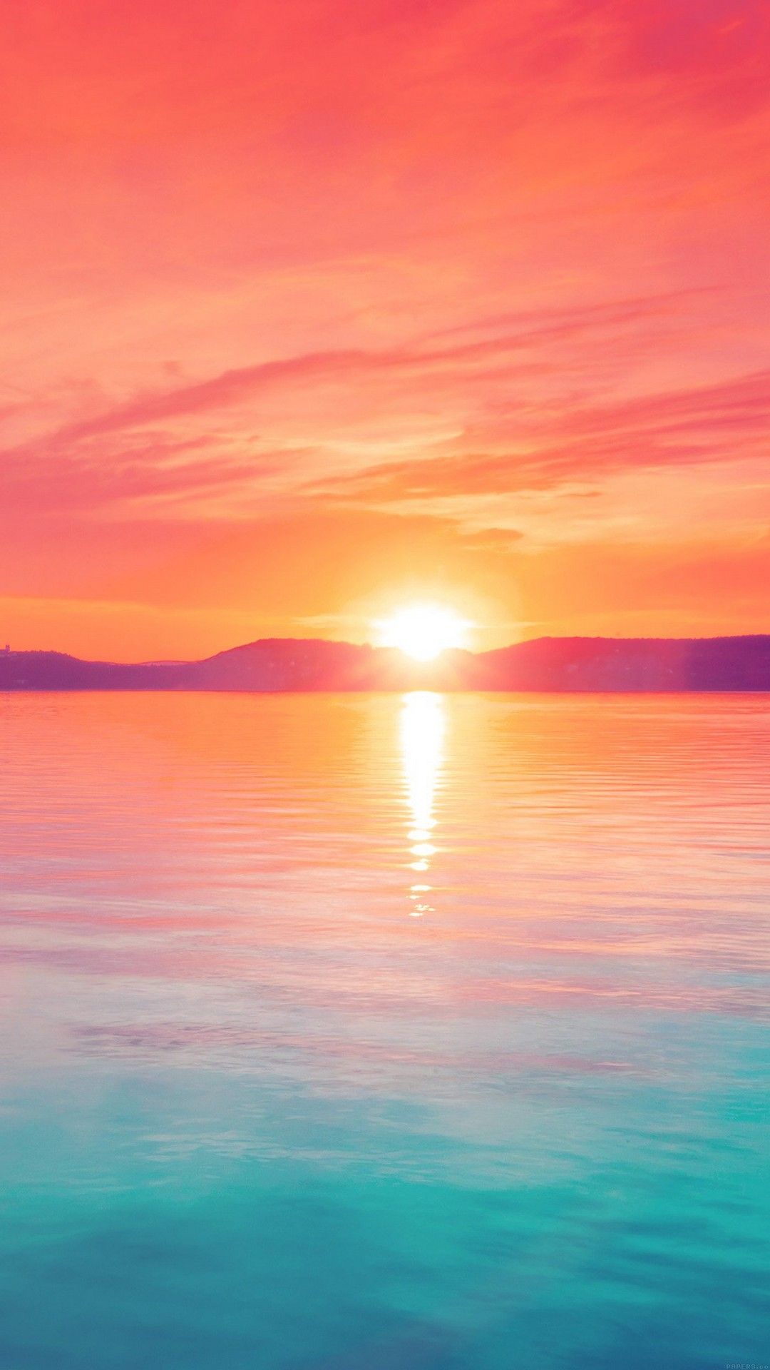 Tramonto arancione su mare, 1080x1920 Full HD Verticale, Smartphone