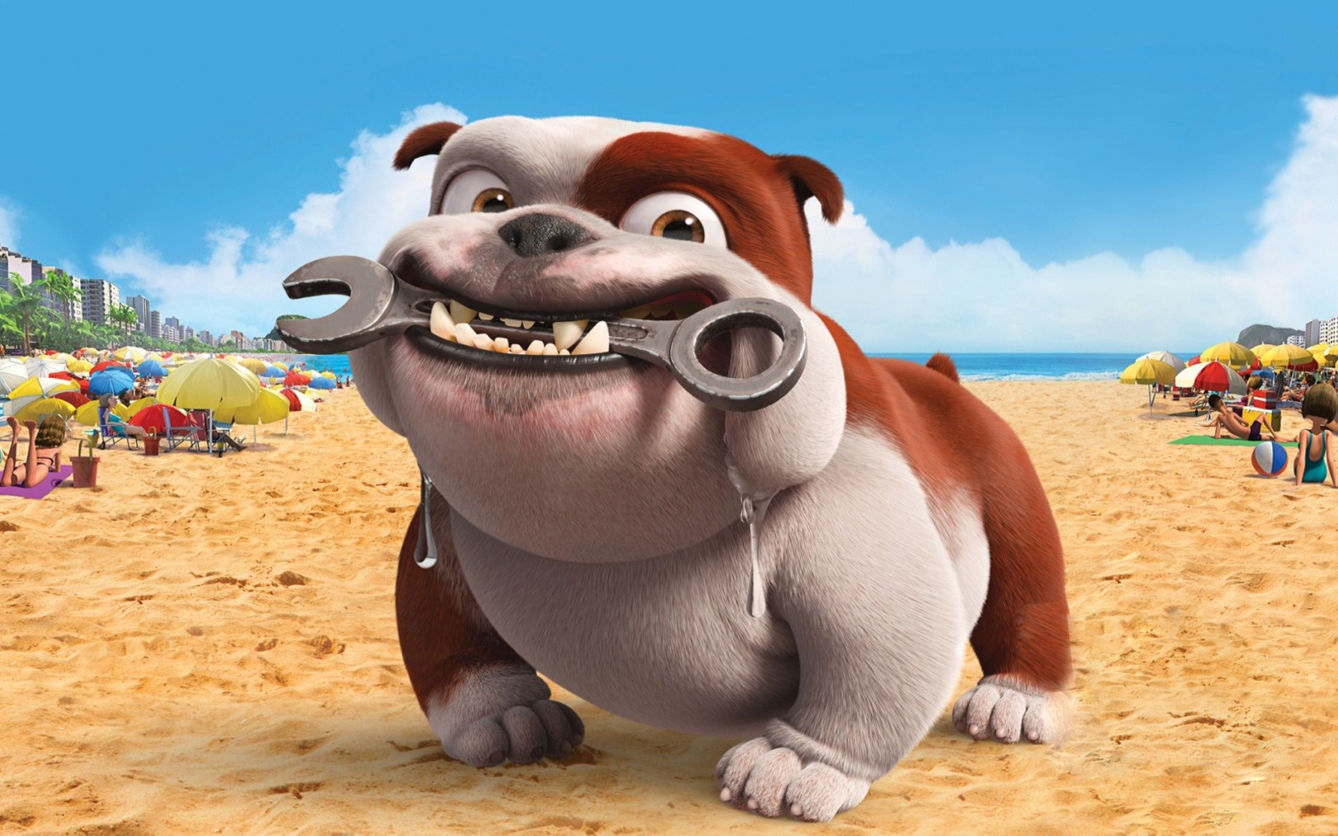 Bulldog cartone con chiave inglese, 1920x1200 WUXGA, Desktop