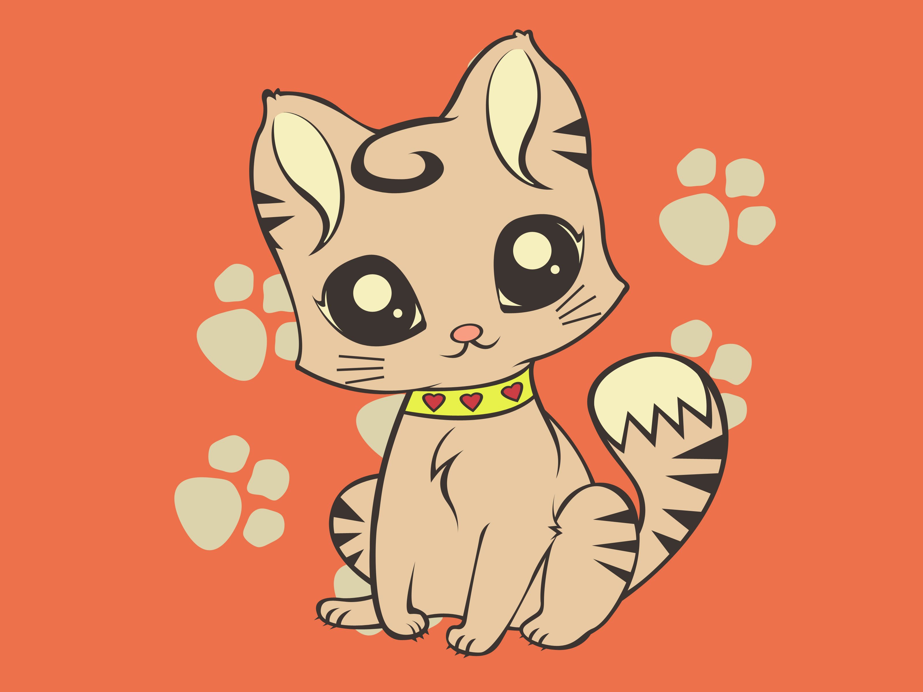 Gattino cartone animato arancione, 3200x2400 2K+, PC