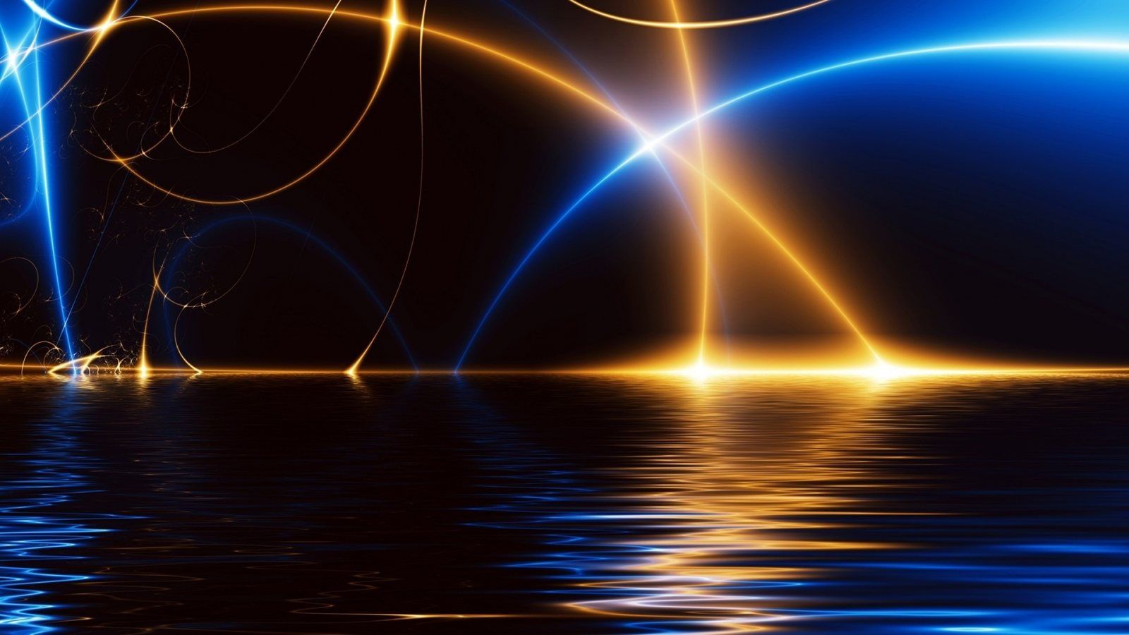 Sfondo astratto luci dorate blu, 1600x900 HD Ready, Desktop
