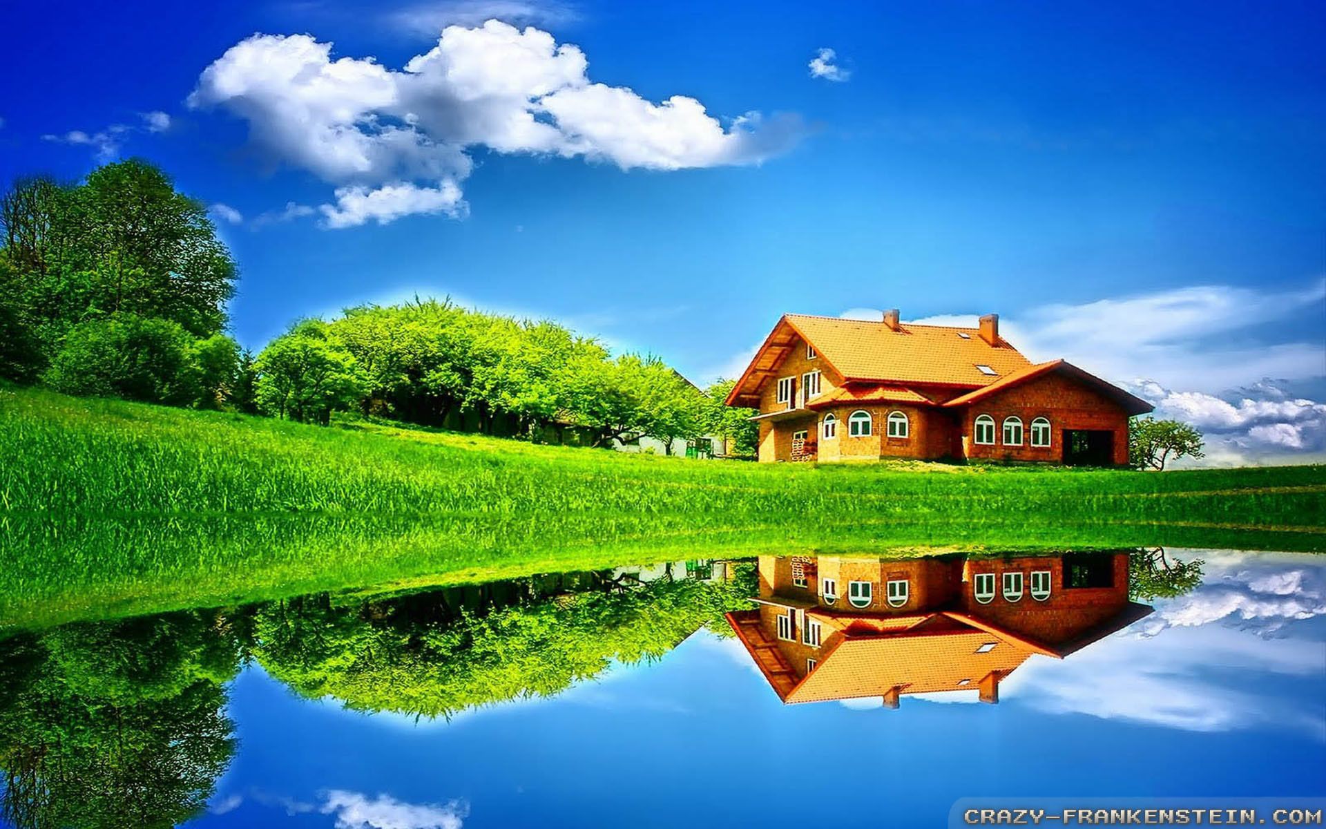 Casa di legno riflessa nel lago, 1920x1200 WUXGA, Desktop