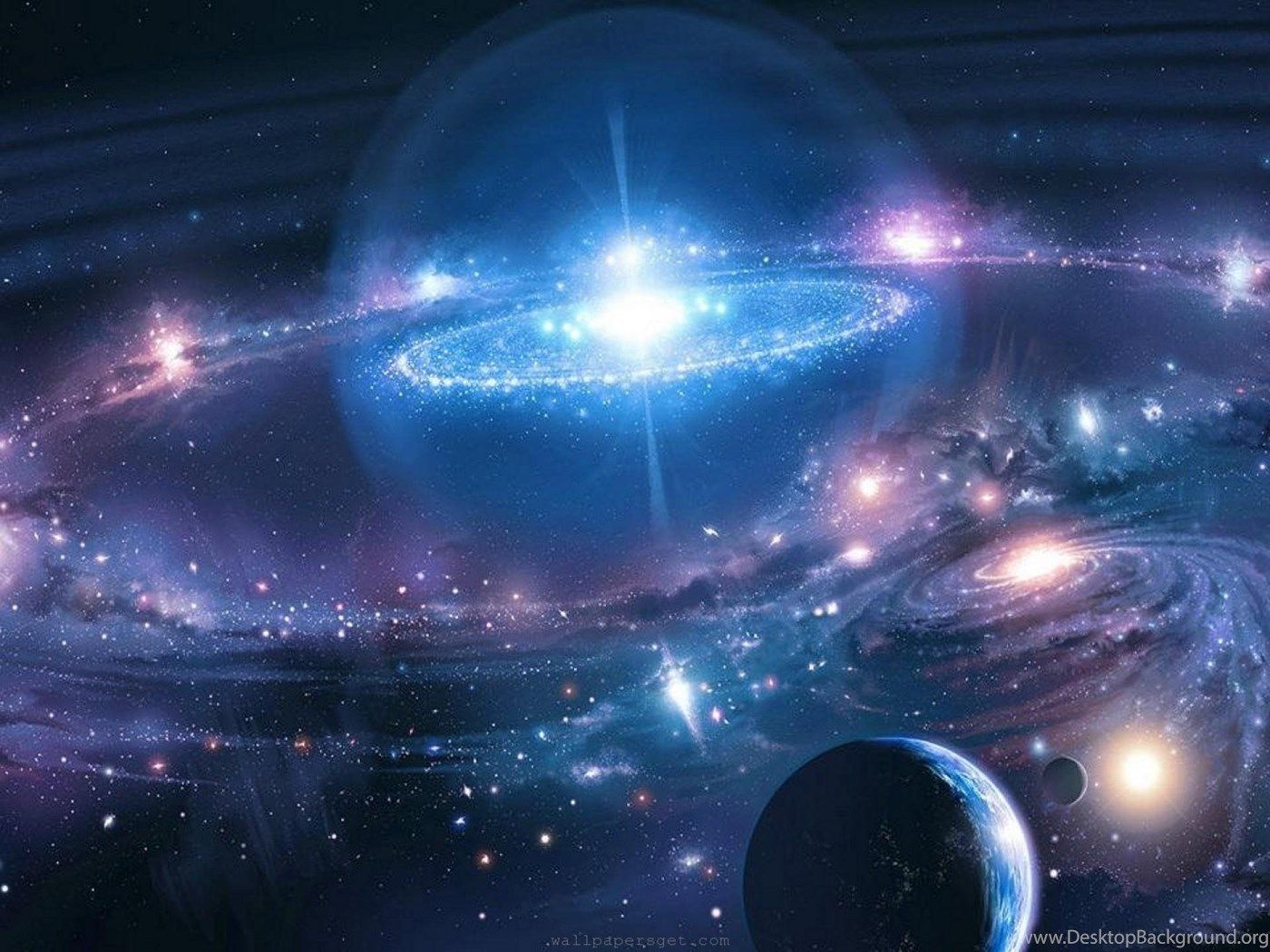 Galassia spaziale blu luminosa, 1400x1050 HD, Desktop