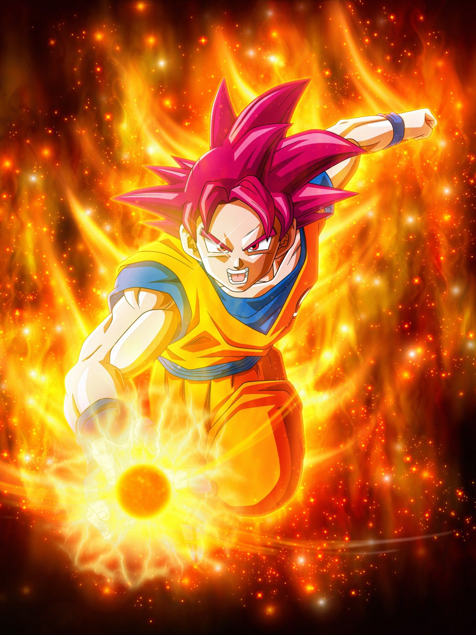 Goku Super Saiyan God Dragon Ball, 1536x2048 Full HD Verticale, Smartphone