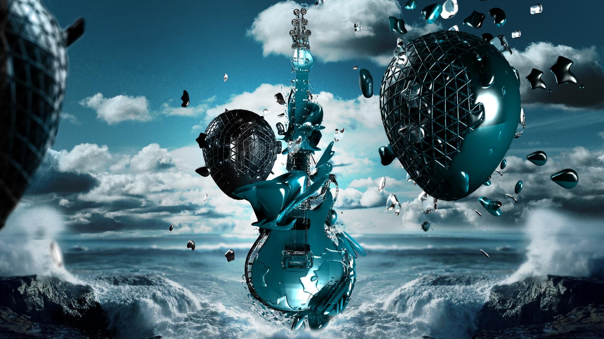 Violino di cristallo surreale mare, 1920x1080 Full HD 1080p, Desktop
