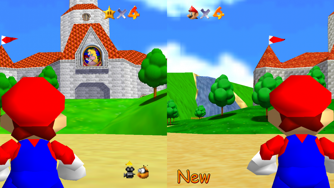 Super Mario 64 confronto texture, 1366x768 720p, Laptop