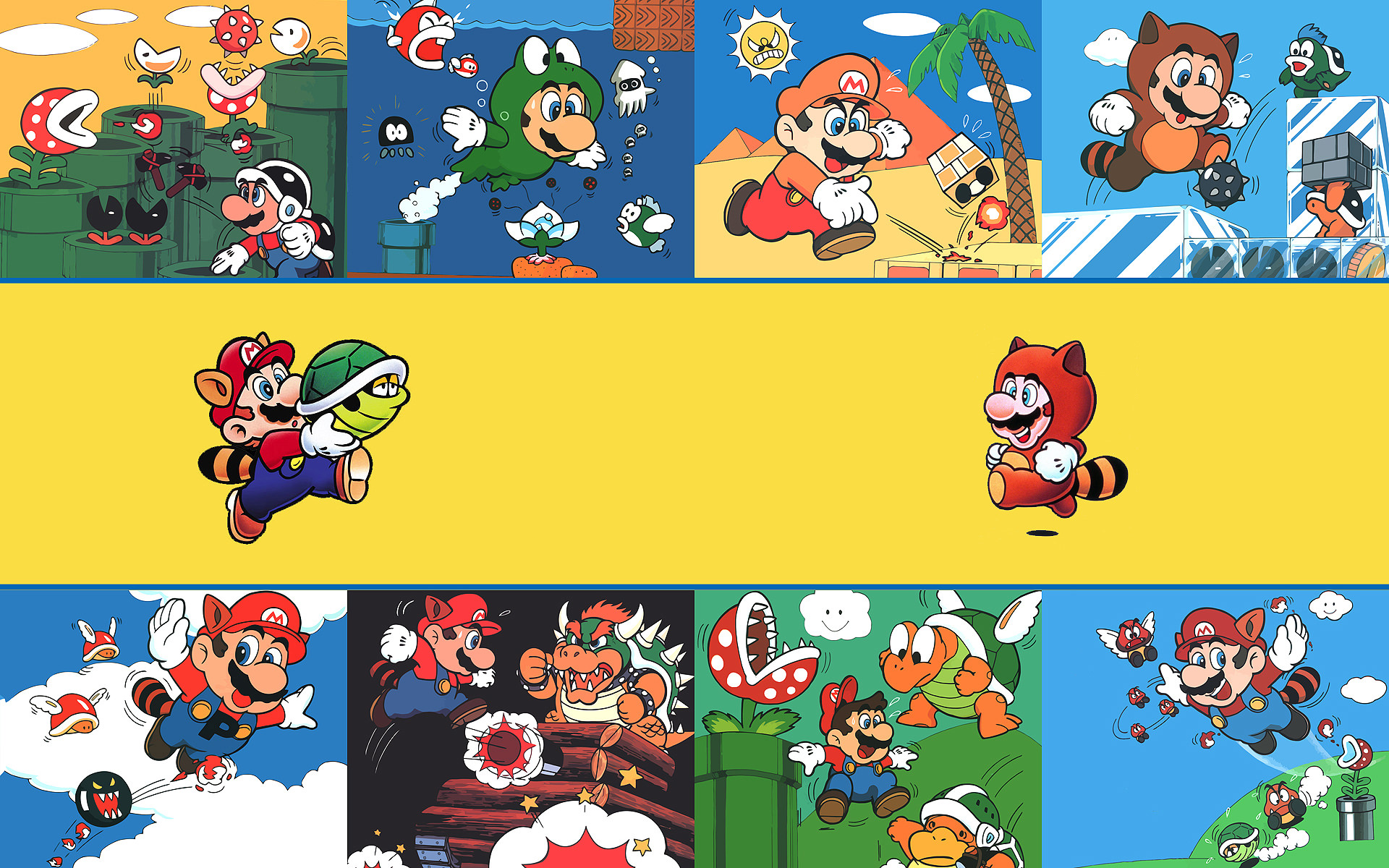 Super Mario collage colorato, 1920x1200 WUXGA, Desktop