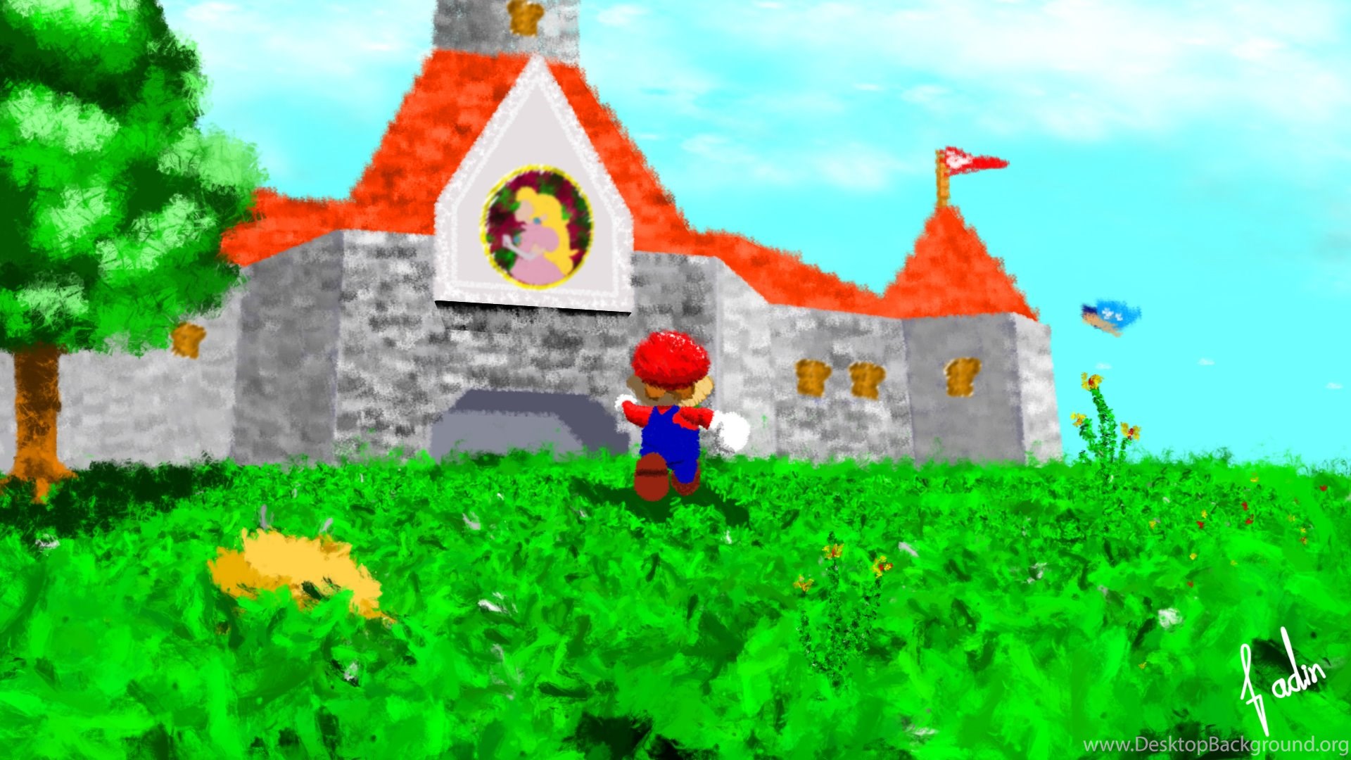 Mario davanti al castello, 1920x1080 Full HD 1080p, PC
