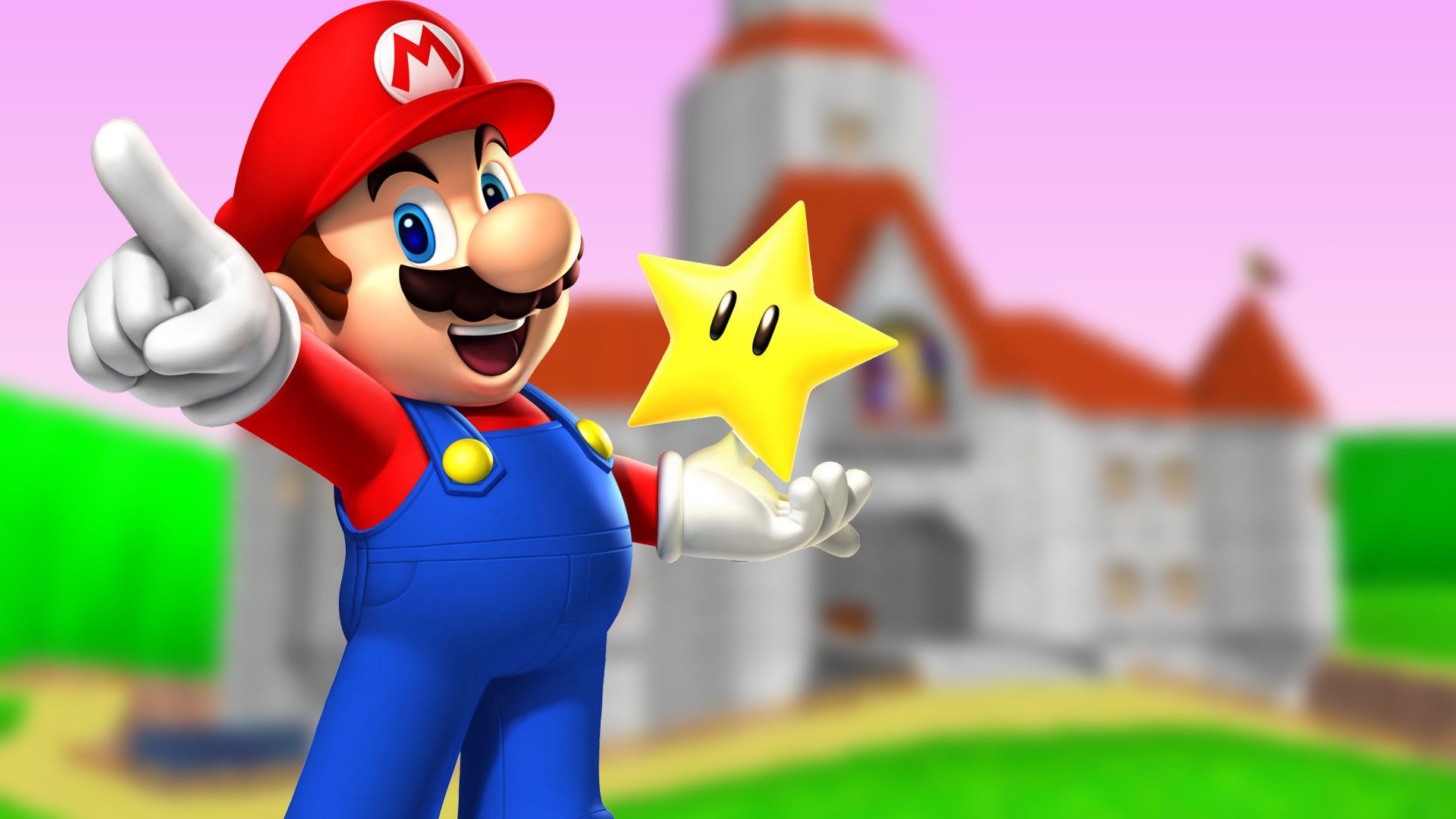 Mario con stella castello sfondo, 1920x1080 1080p, PC Desktop