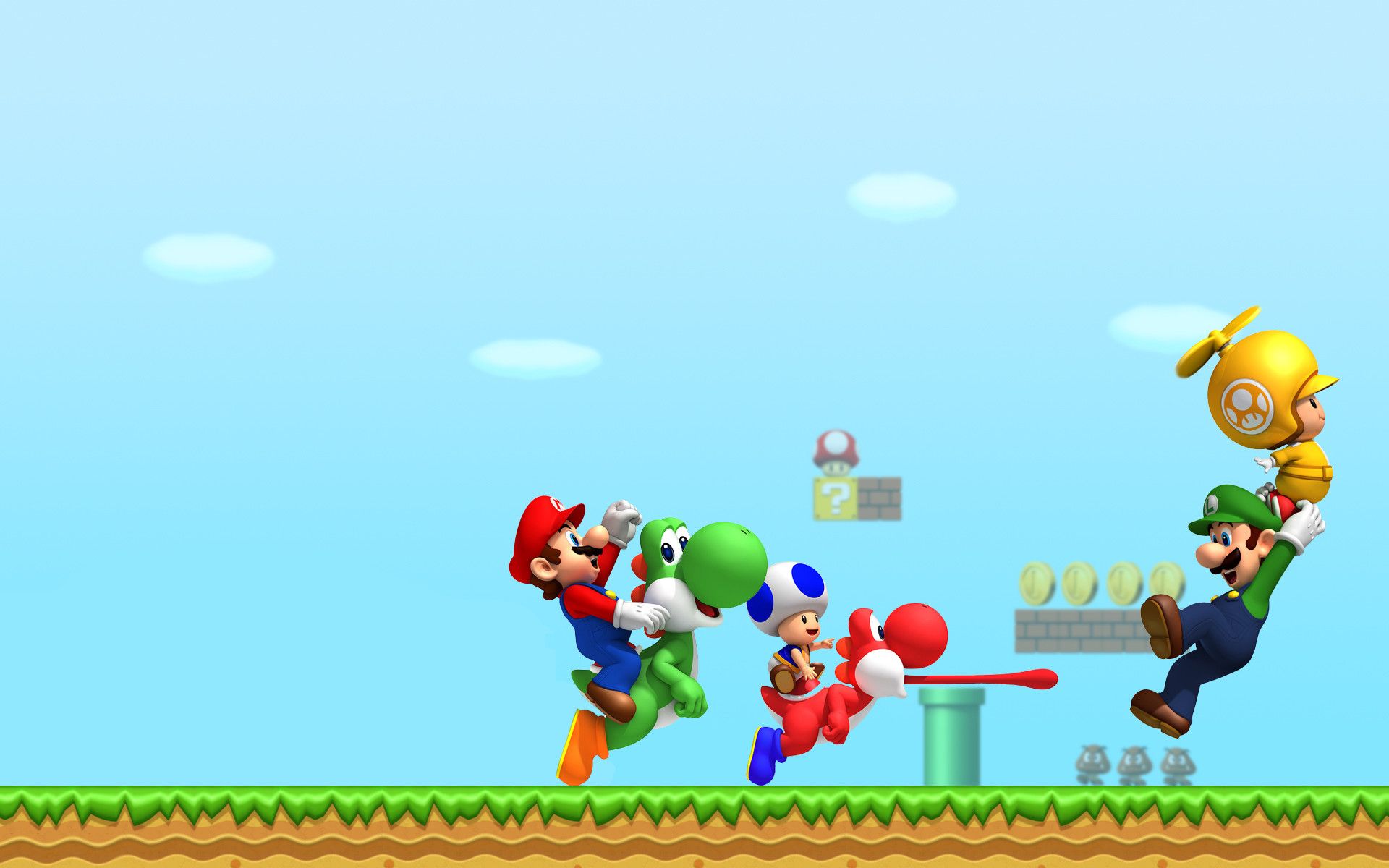 Mario e Luigi con Yoshi, 1920x1200 Full HD+, Laptop