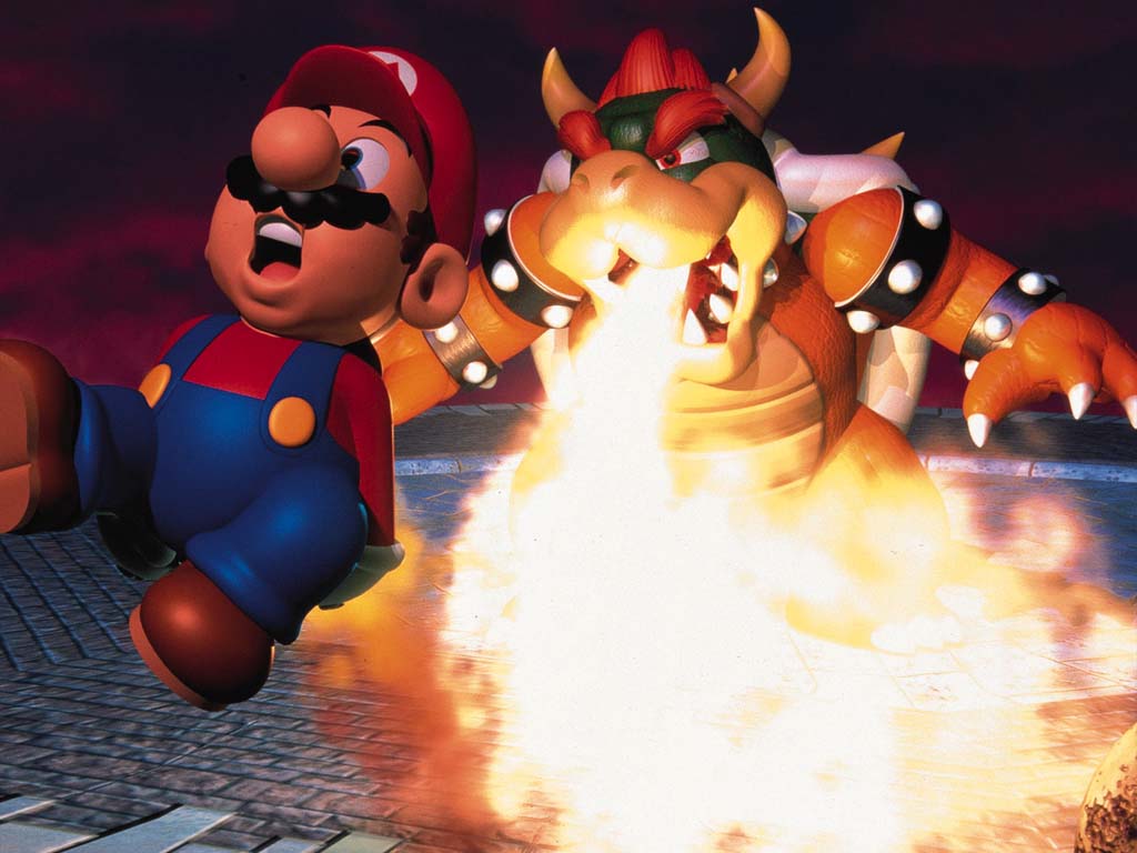 Mario e Bowser Super Mario 64, 1024x768 HD, Desktop