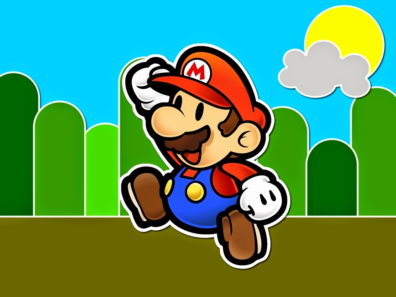 Mario che corre, sfondo verde, 1600x1200 HD Ready, Laptop