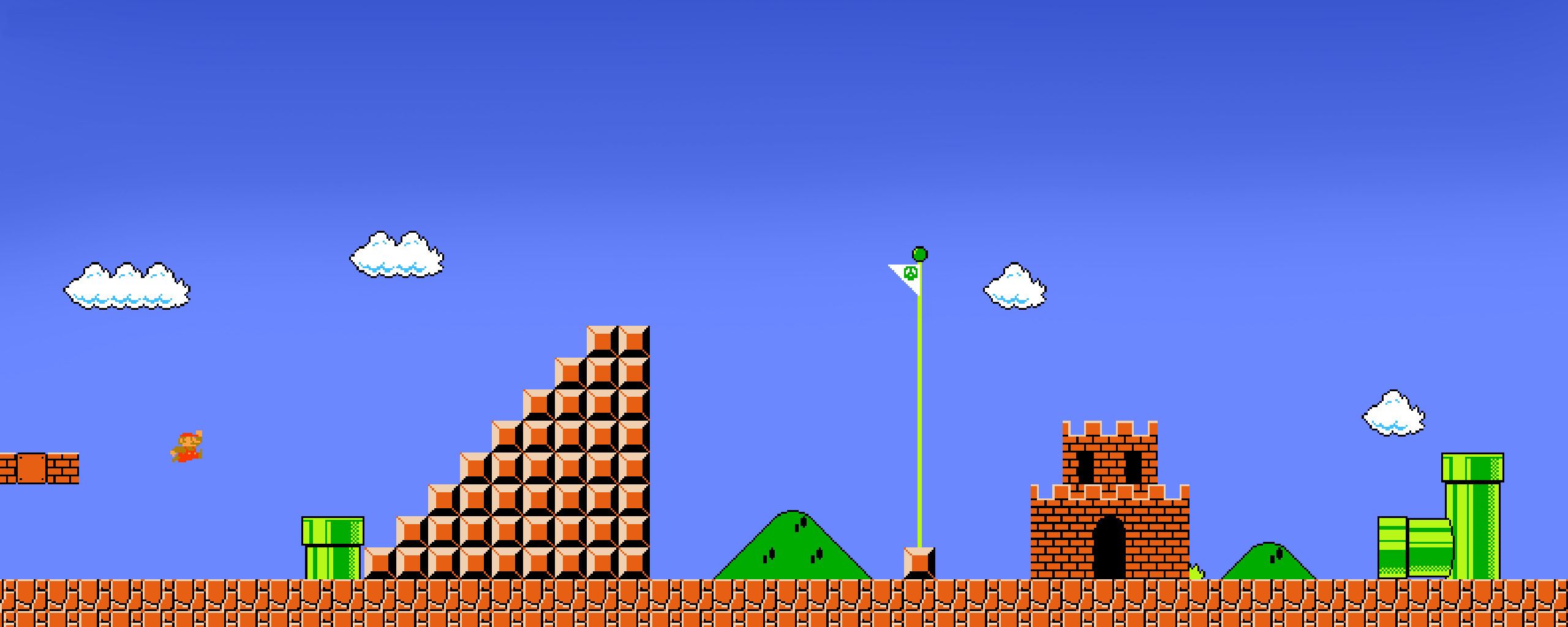 Super Mario Bros livello pixel art, 2560x1024 Ultrawide, Monitor Gaming