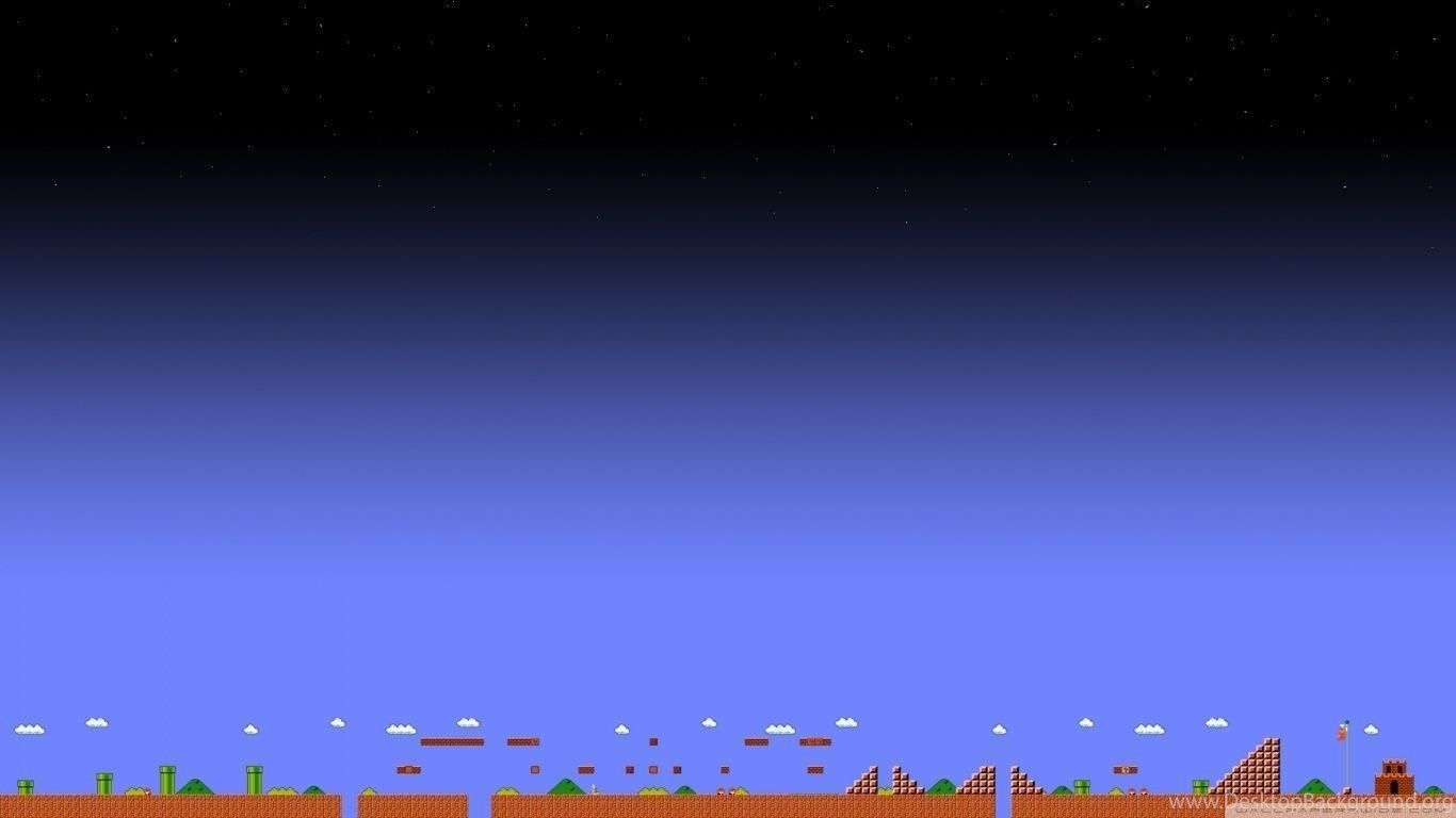 Super Mario Bros scenario notturno pixel, 1366x768 720p, PC