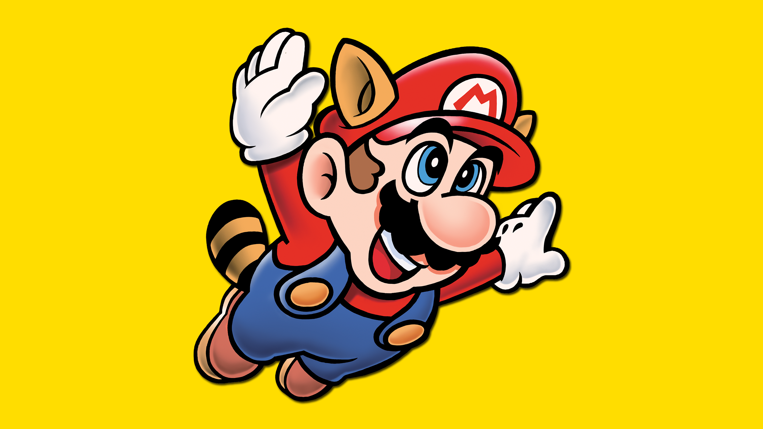 Mario procione volante, sfondo giallo, 2560x1440 2K, PC Desktop