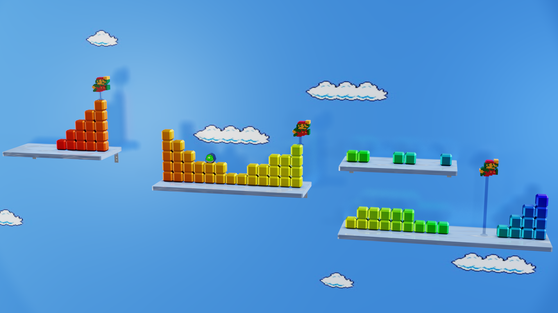 Piattaforme mattoncini Super Mario cielo, 1920x1080 Full HD 1080p, Monitor Gaming