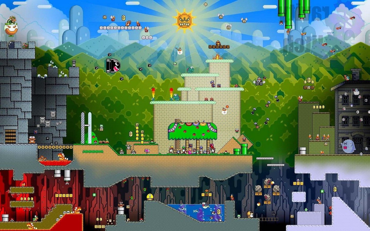 Super Mario Bros pixel art mondo, 1440x900 HD, Desktop