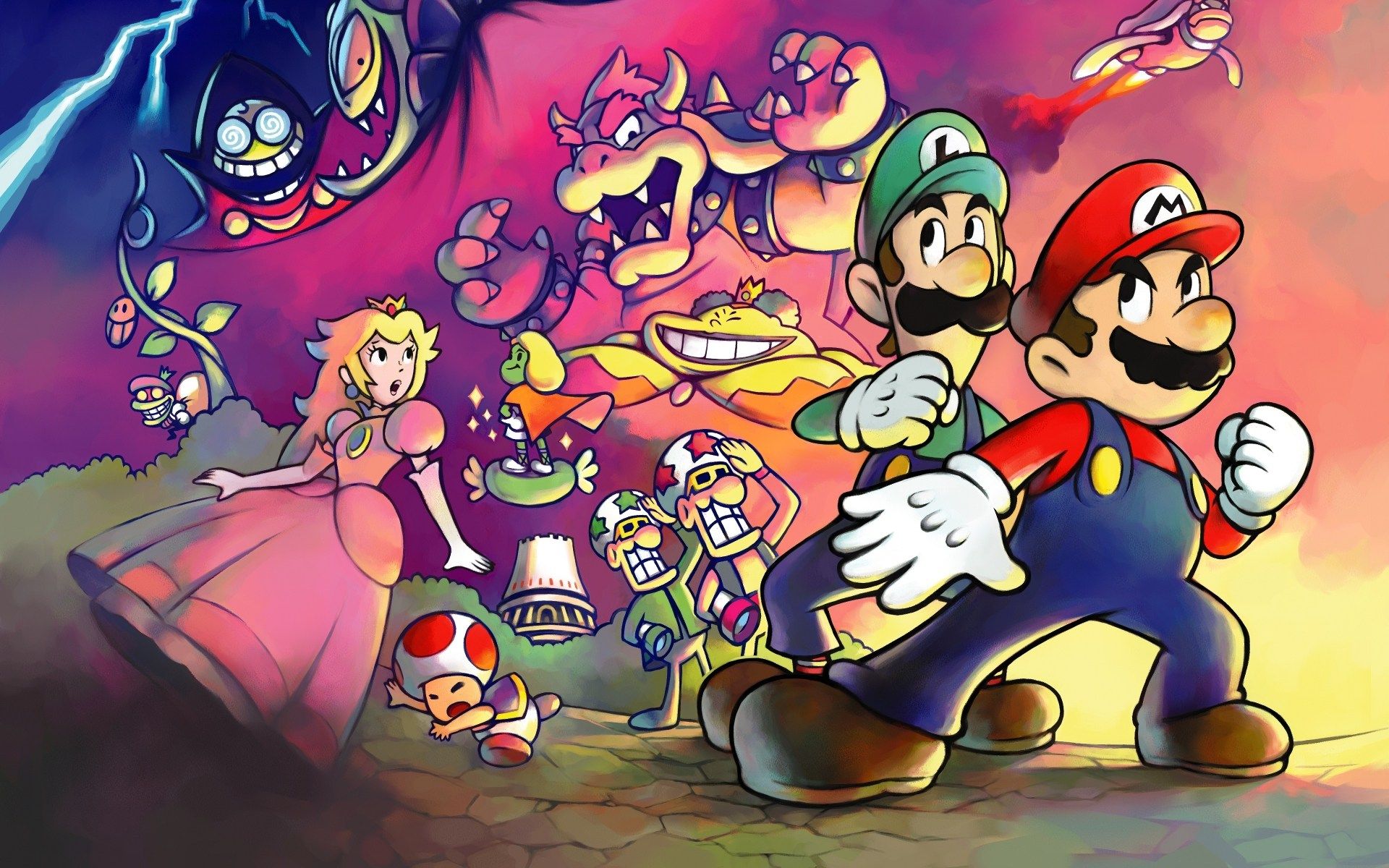Mario, Luigi, Peach e Toad, 1920x1200 WUXGA, Desktop