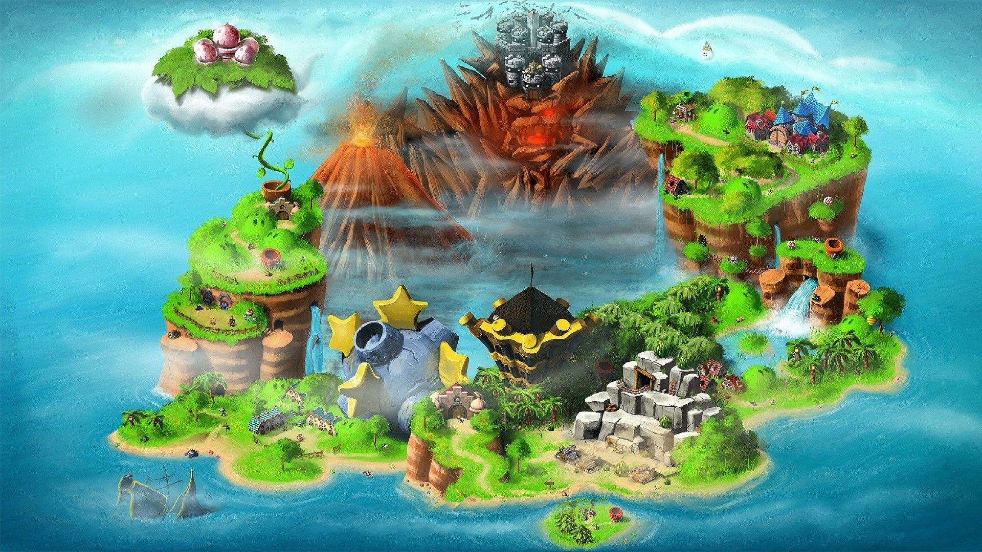 Mappa isola Super Mario World, 1920x1080 1080p, PC