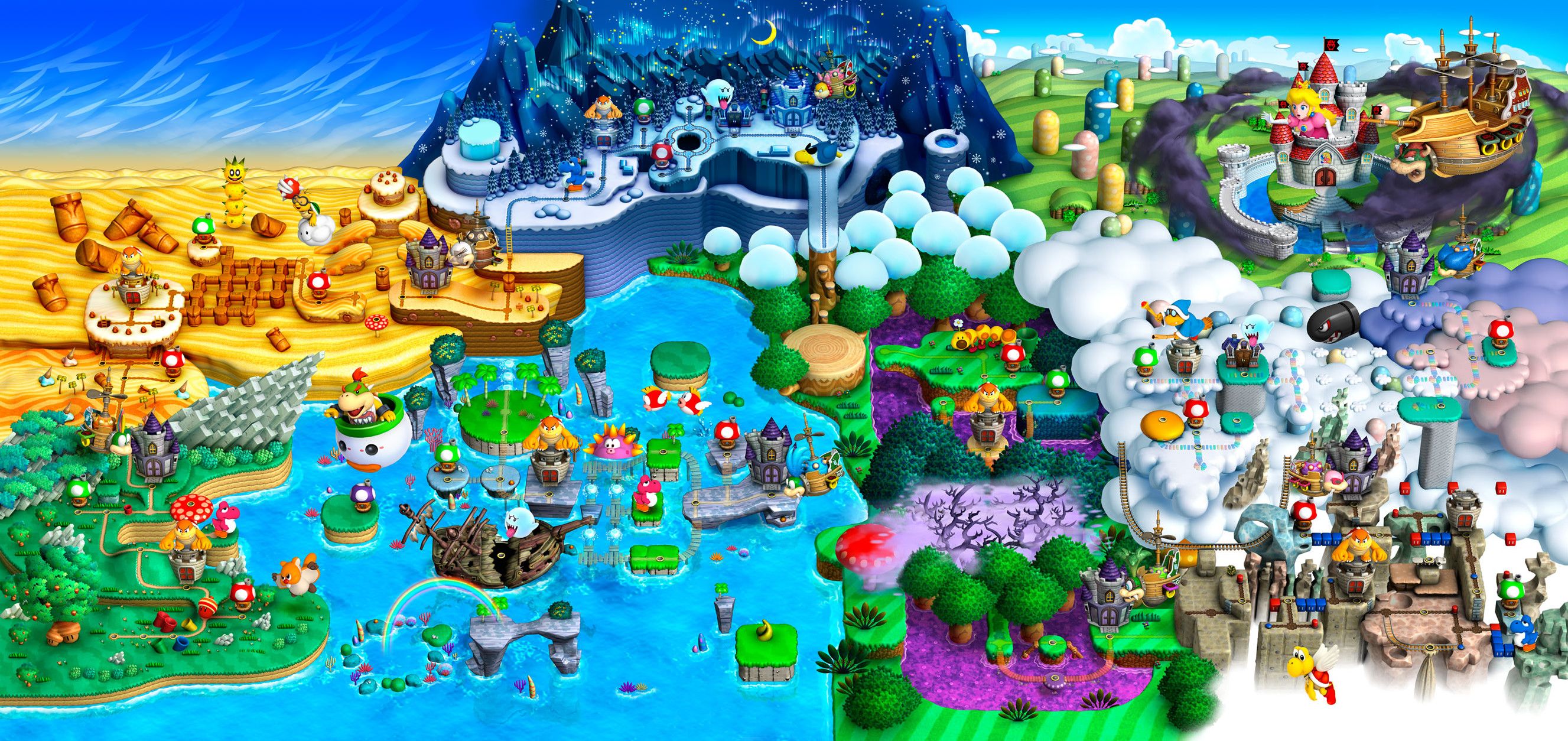 Mappa mondo Super Mario World, 2654x1254 1440p, Desktop